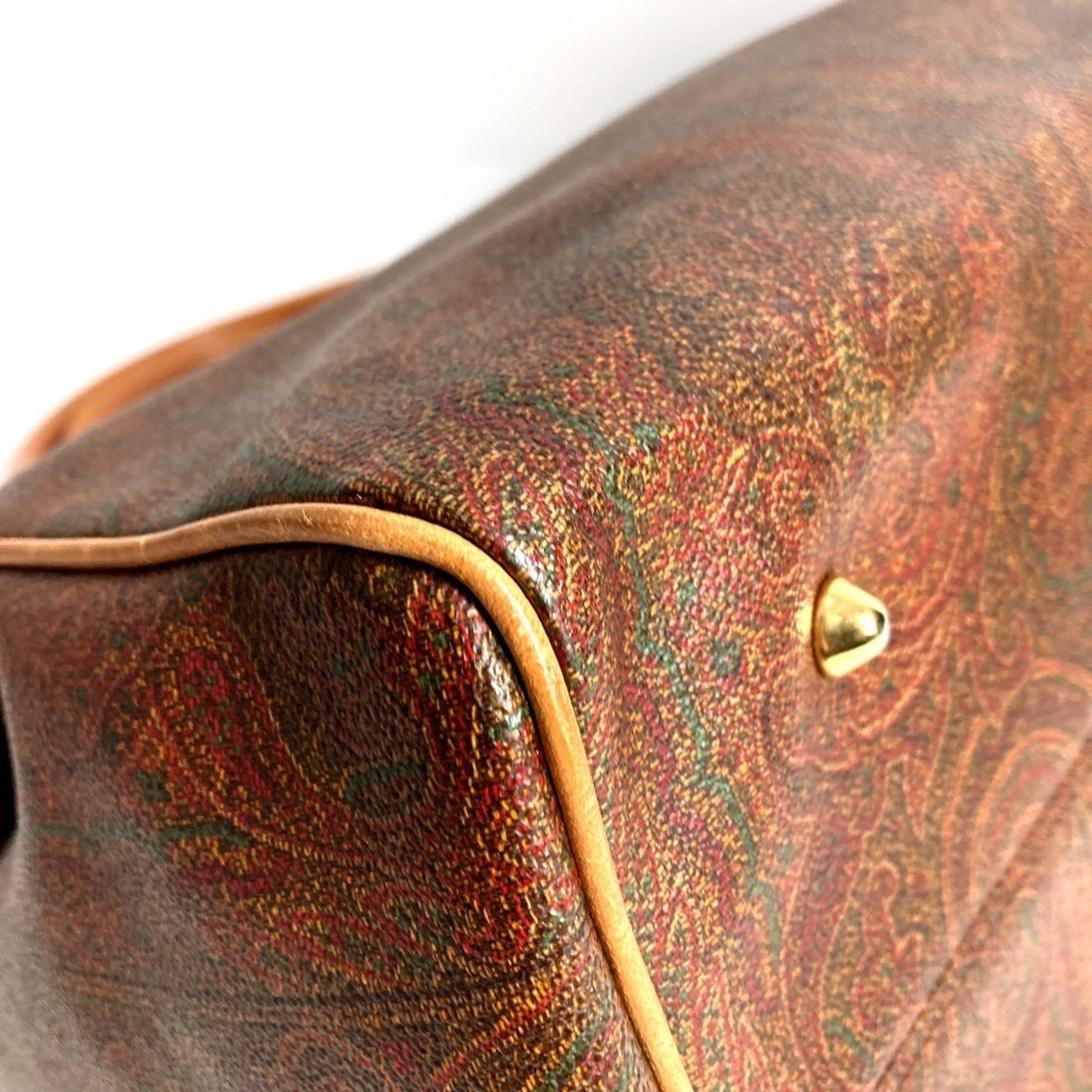 Etro Brown Leather Boston Bag Handbag Tote Bag (Pre-Owned)