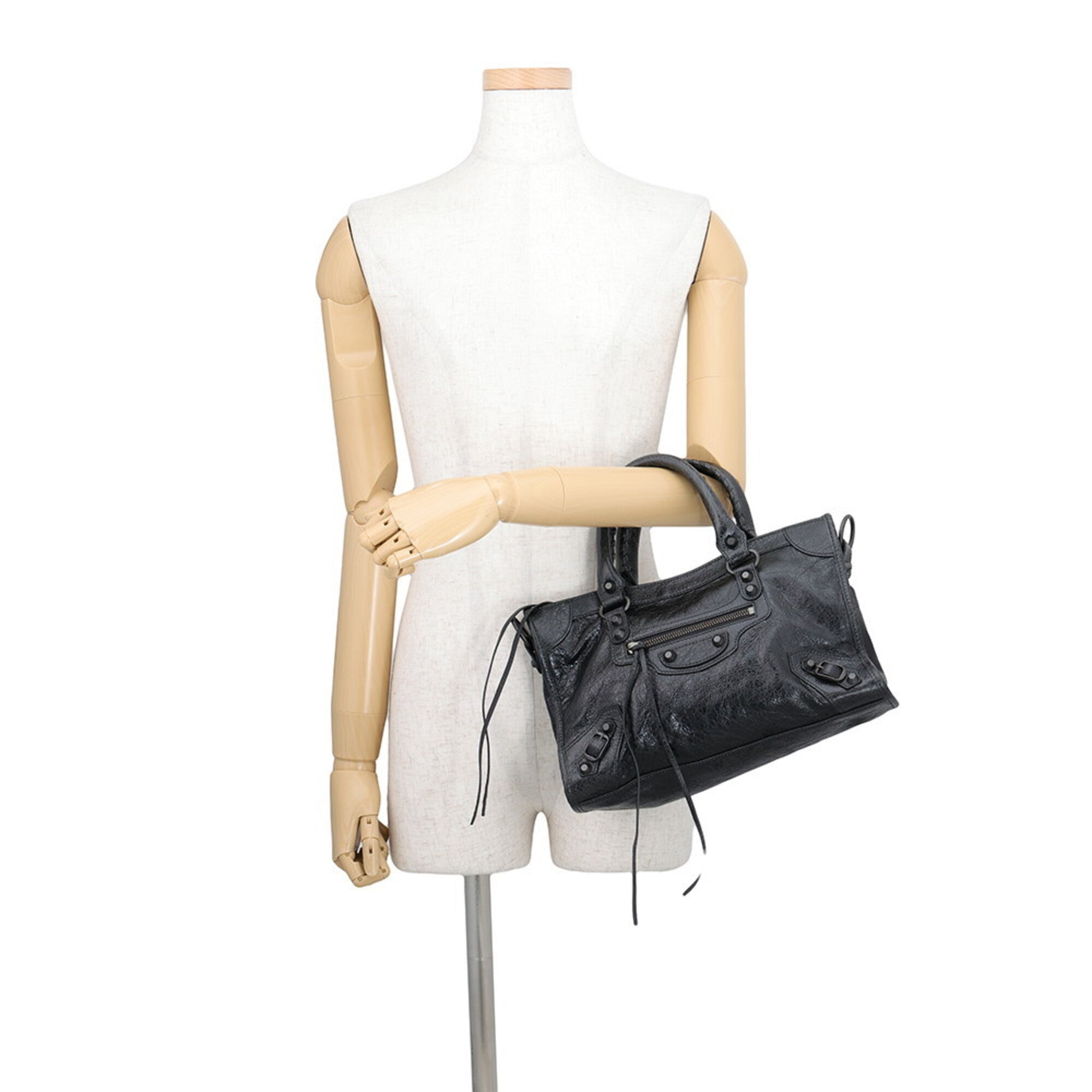 Balenciaga Black Leather Handbag Shoulder Bag (Pre-Owned)