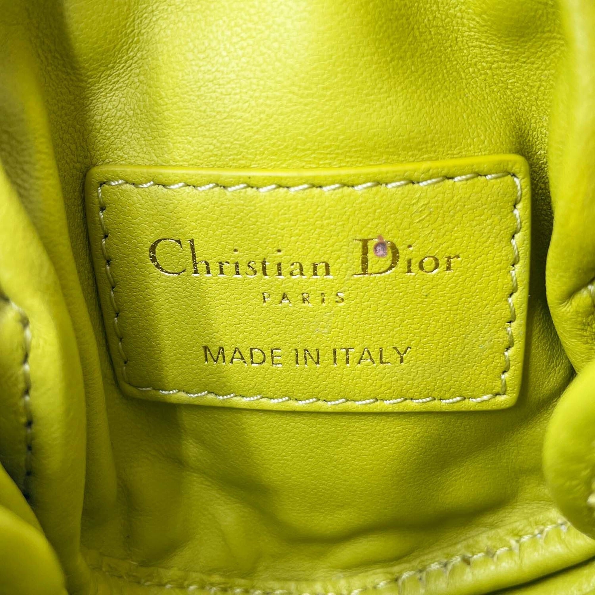 Christian Dior Green Yellow Leather Coin Purse/Coin Case (Pre-Owned)