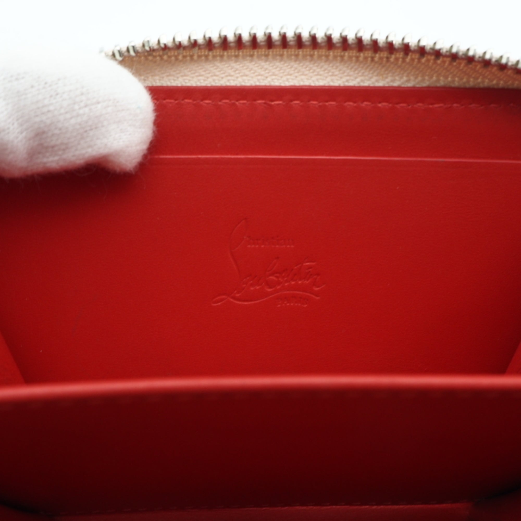 Christian Louboutin Beige Leather Coin Purse/Coin Case (Pre-Owned)