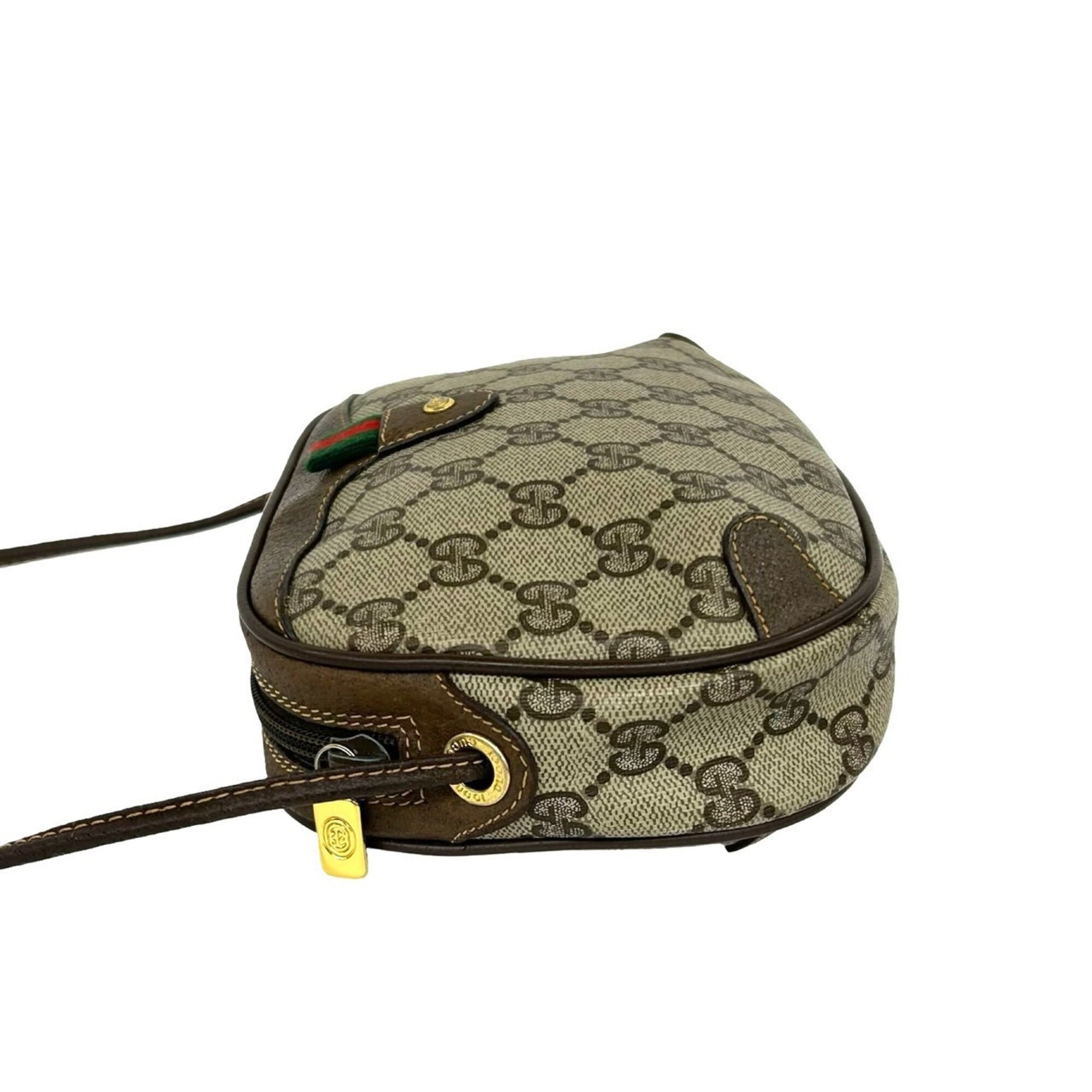 Gucci Brown Green Red Color Pvc Leather Pochette Shoulder Bag (Pre-Owned)
