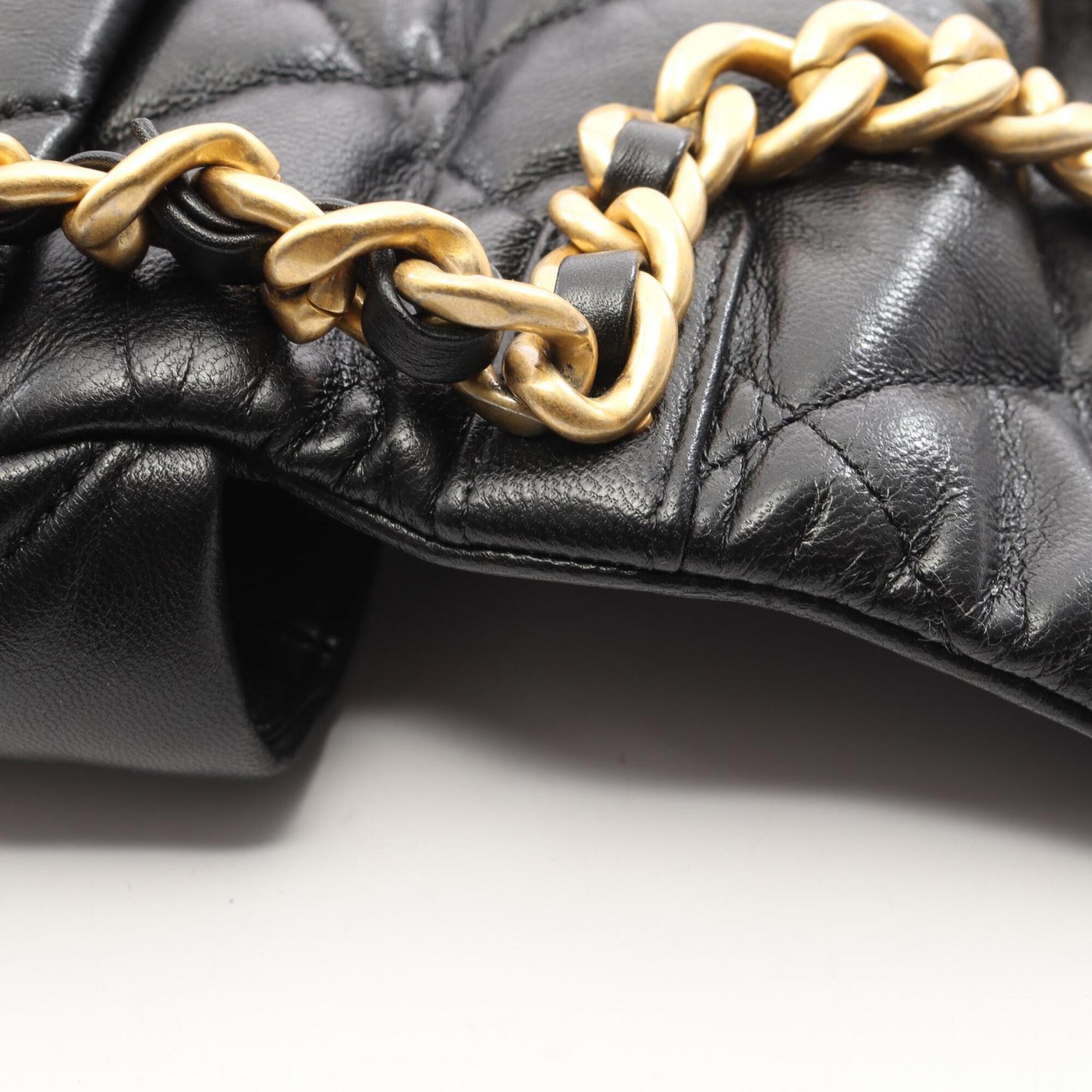 Chanel Black Leather Handbag Shoulder Bag (Pre-Owned)