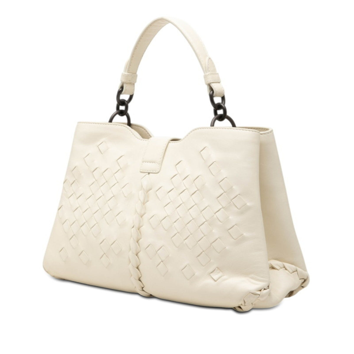 Bottega Veneta Off-White Leather Handbag Shoulder Bag (Pre-Owned)