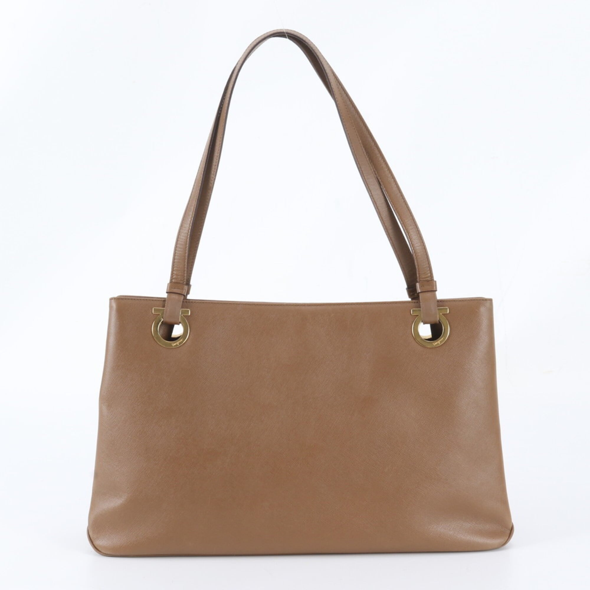 Salvatore Ferragamo Brown Leather Handbag Shoulder Bag Tote Bag (Pre-Owned)