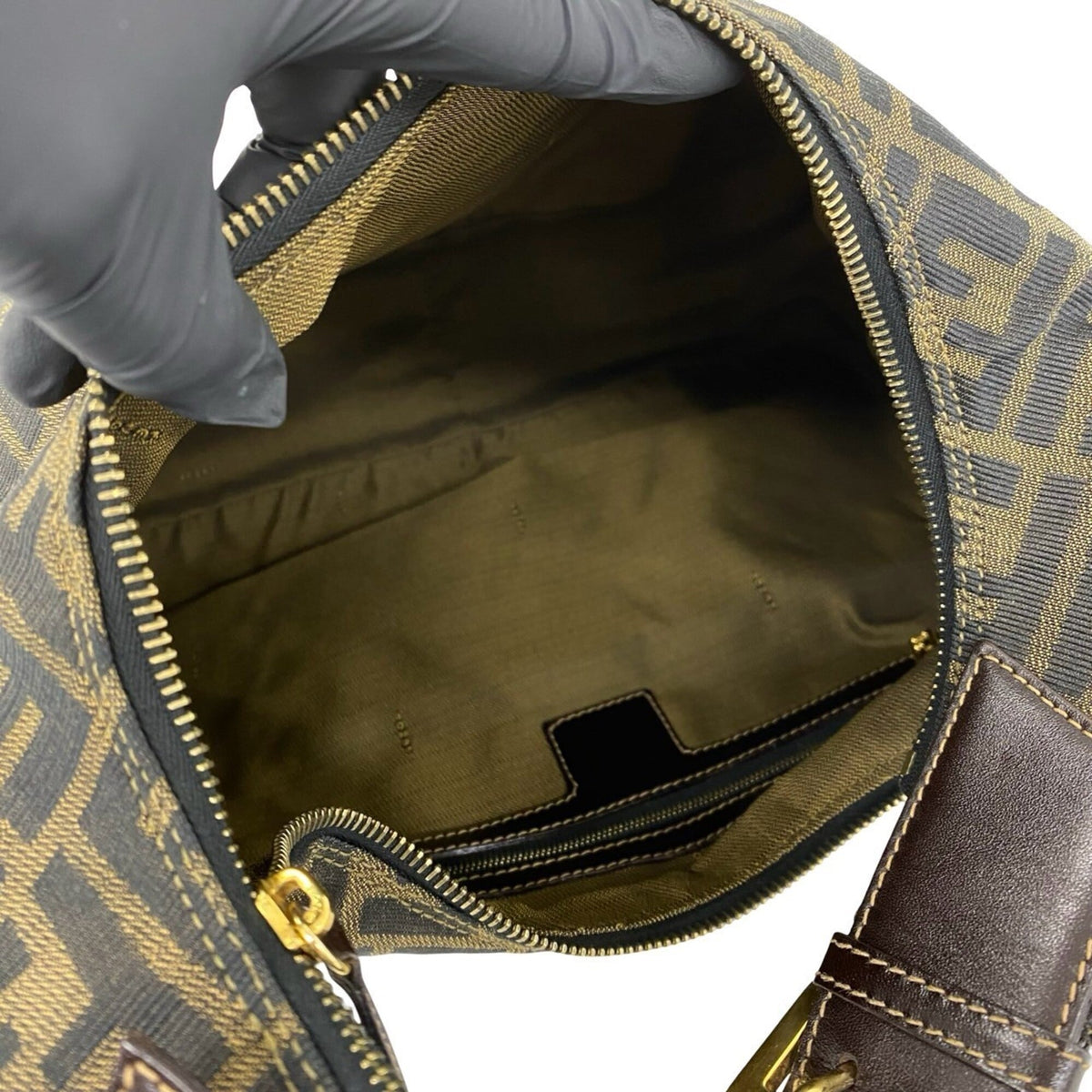 Fendi Brown Canvas Leather Handbag Shoulder Bag (Pre-Owned)