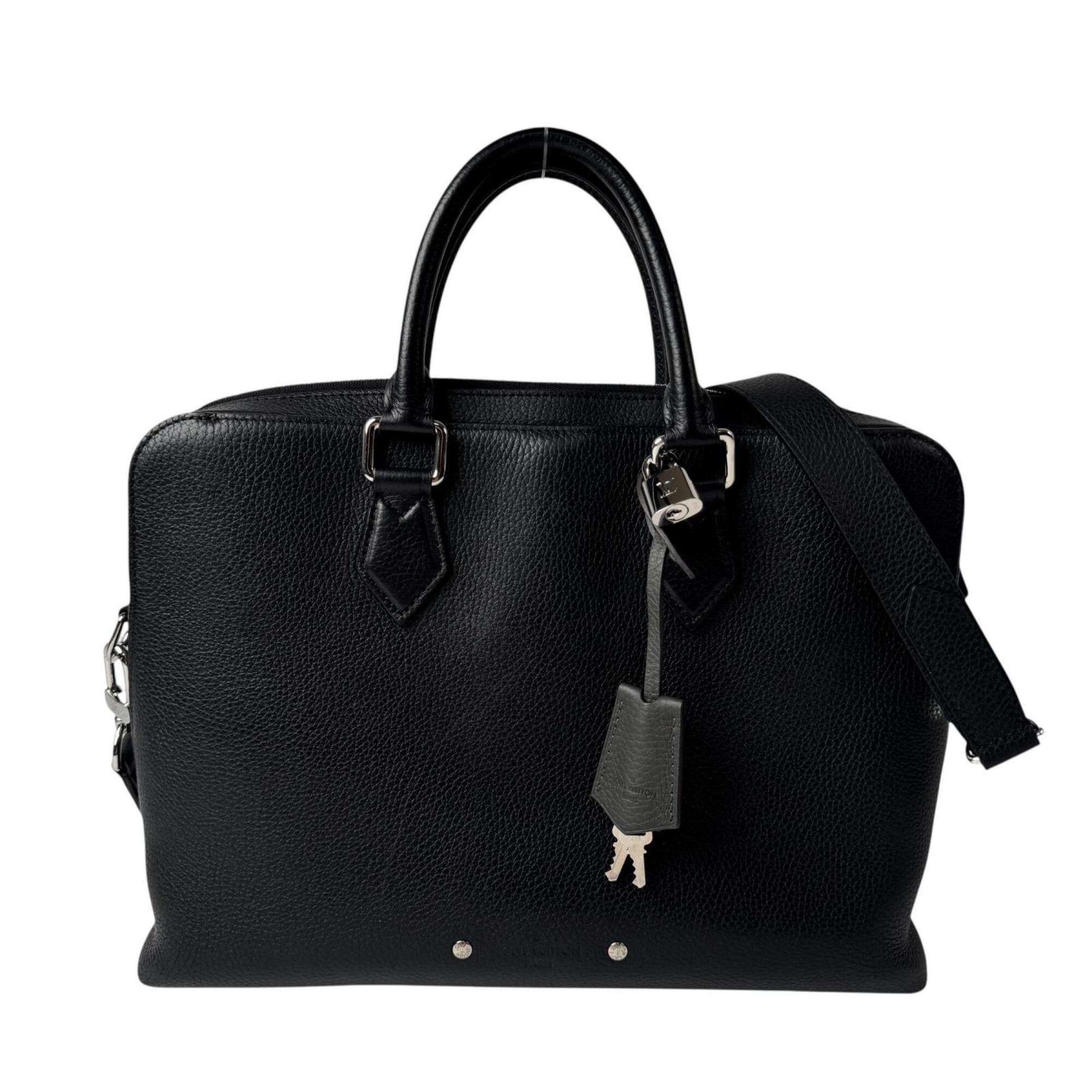 Louis Vuitton Black Leather Briefcase Shoulder Bag (Pre-Owned)