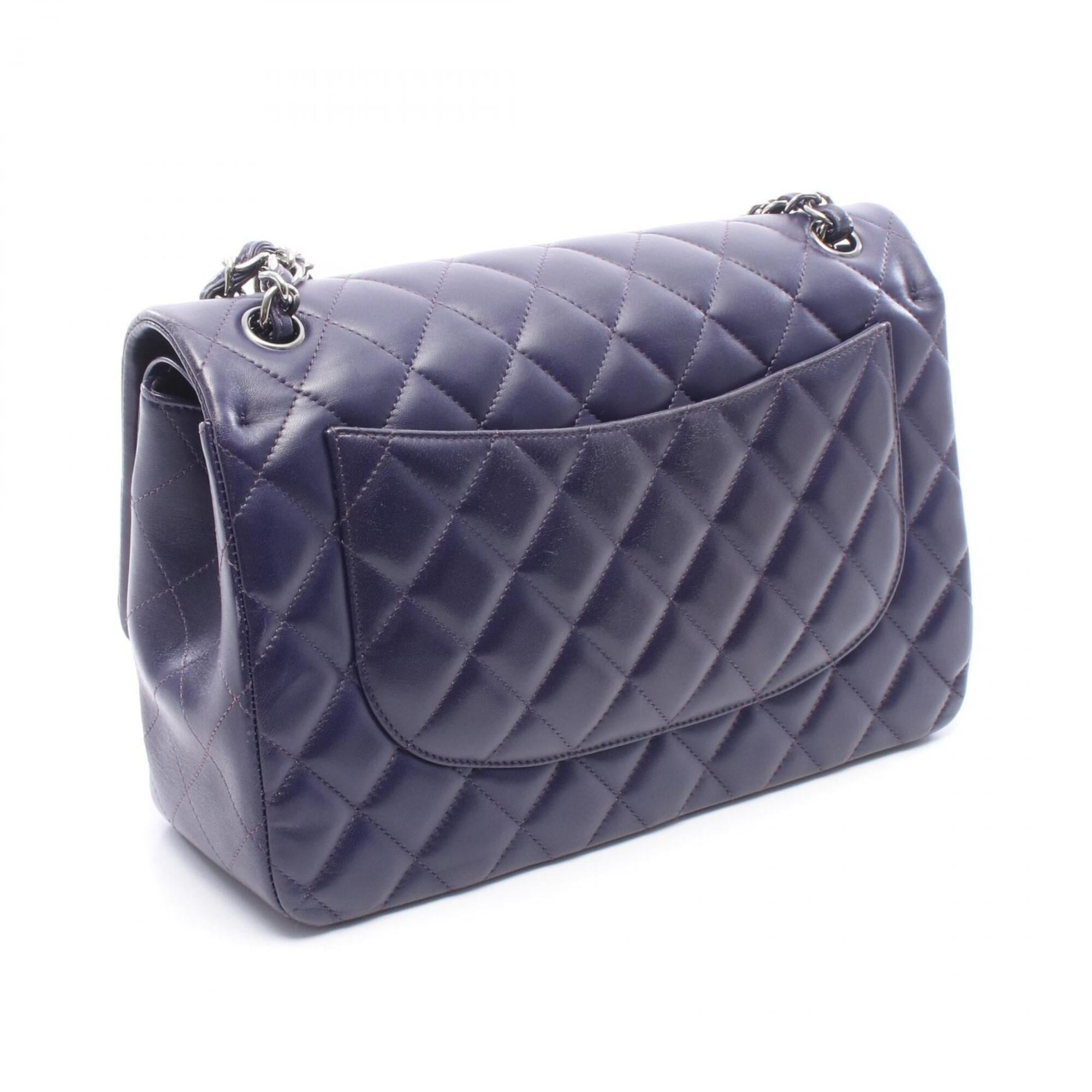 Chanel Purple Leather Handbag Shoulder Bag (Pre-Owned)