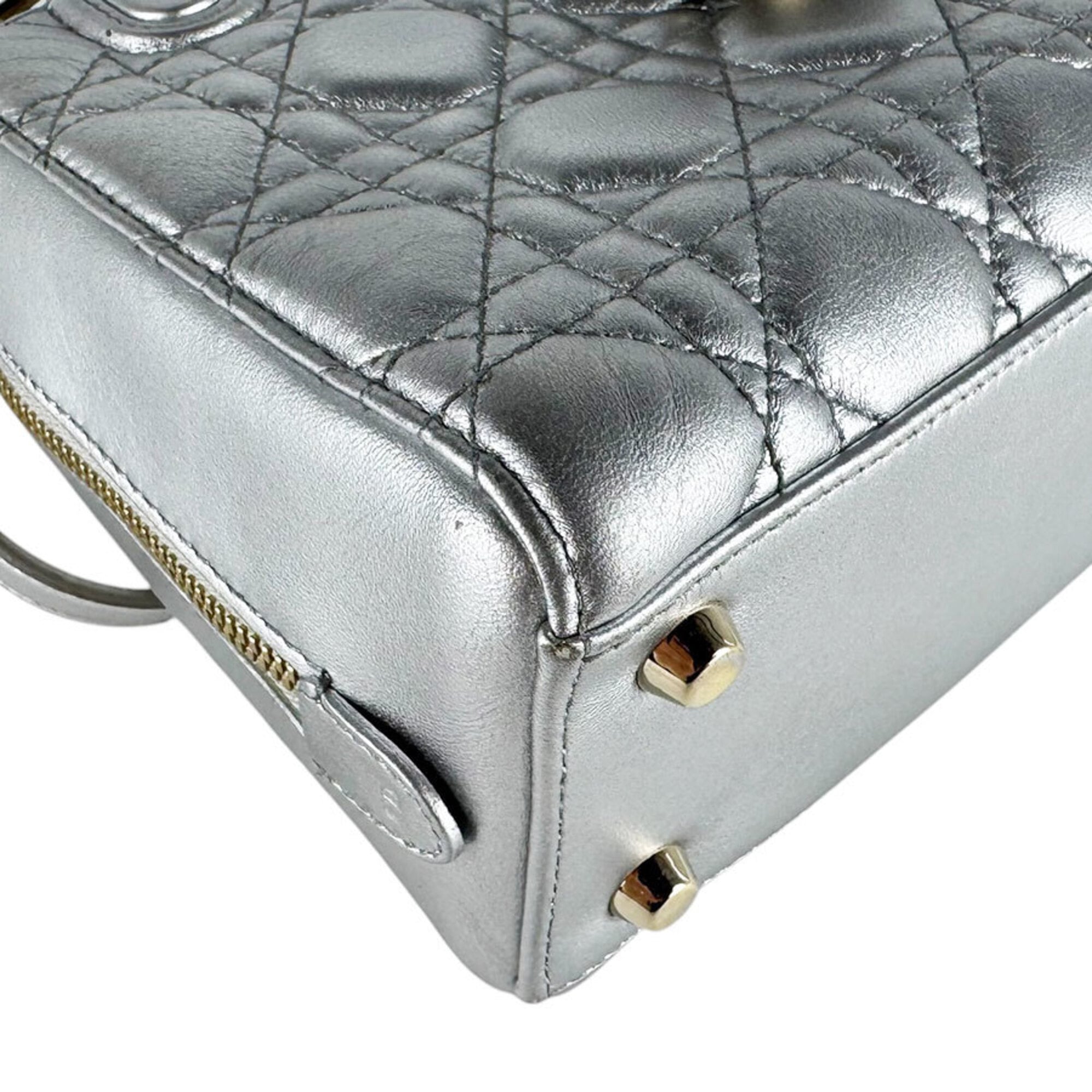 Christian Dior Silver Leather Shoulder Bag (Pre-Owned)