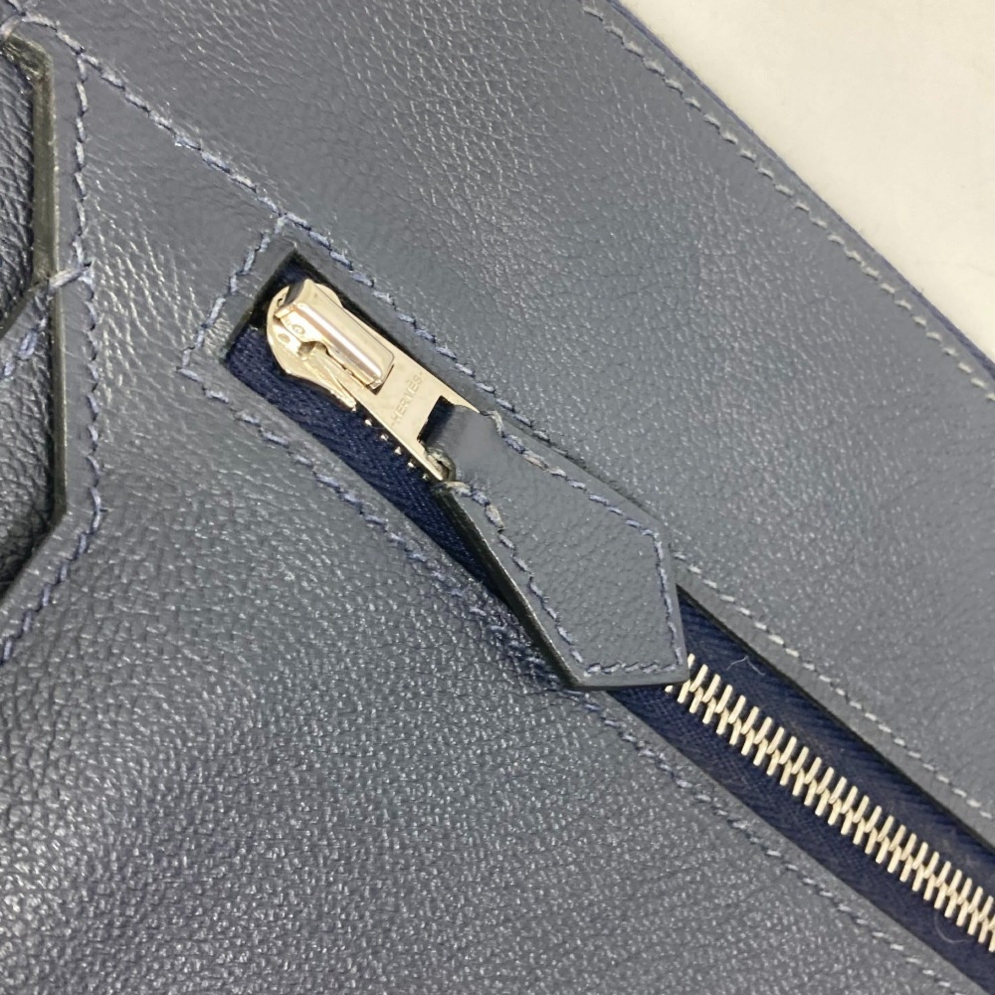 Hermes Blue Nuit Navy Leather Shoulder Bag (Pre-Owned)