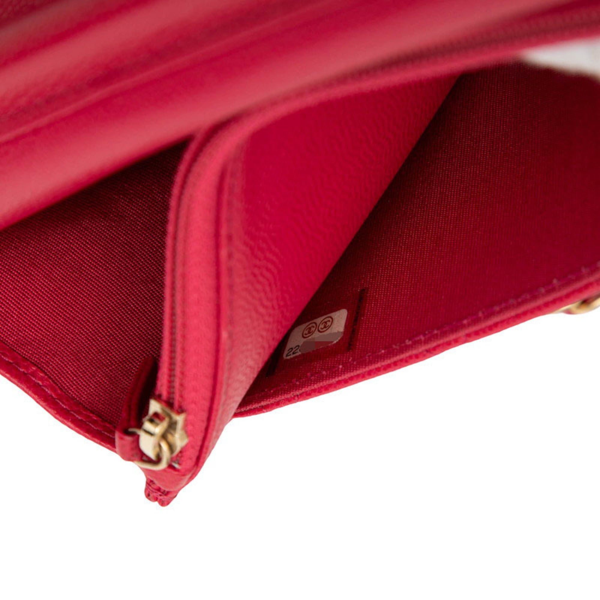 Chanel Red Color Grained Calfskin Shoulder Bag (Pre-Owned)