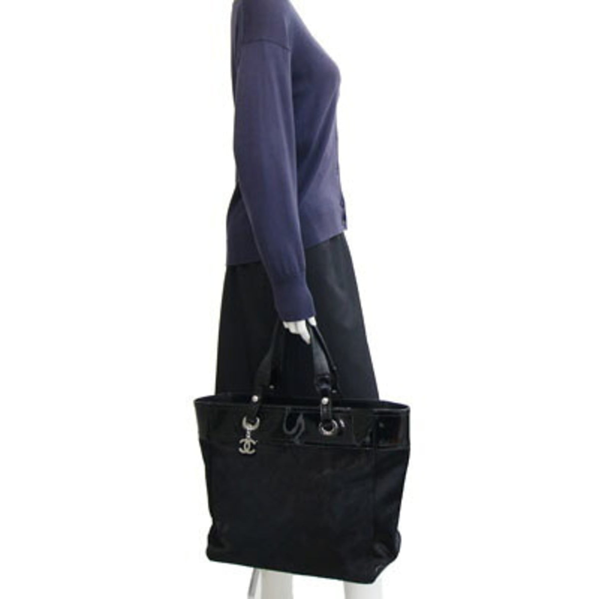 Chanel Black Patent Leather Leather Leather Tote Bag (Pre-Owned)