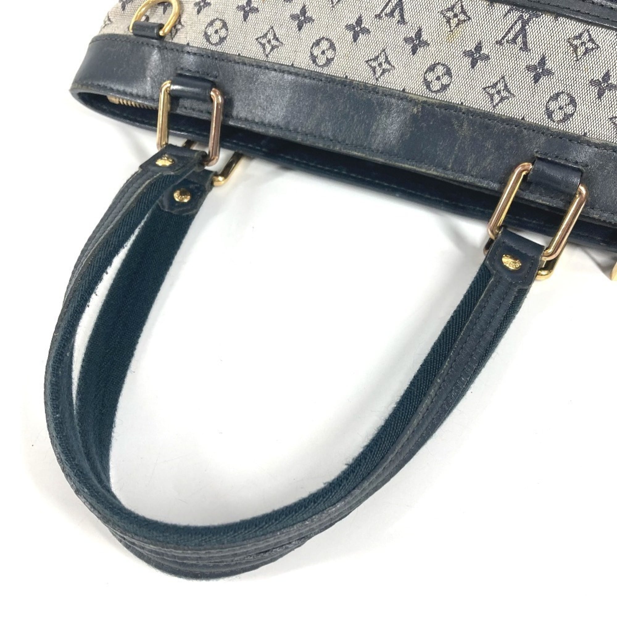 Louis Vuitton Navy Monogram Mini Canvas Leather Handbag Shoulder Bag Tote Bag (Pre-Owned)