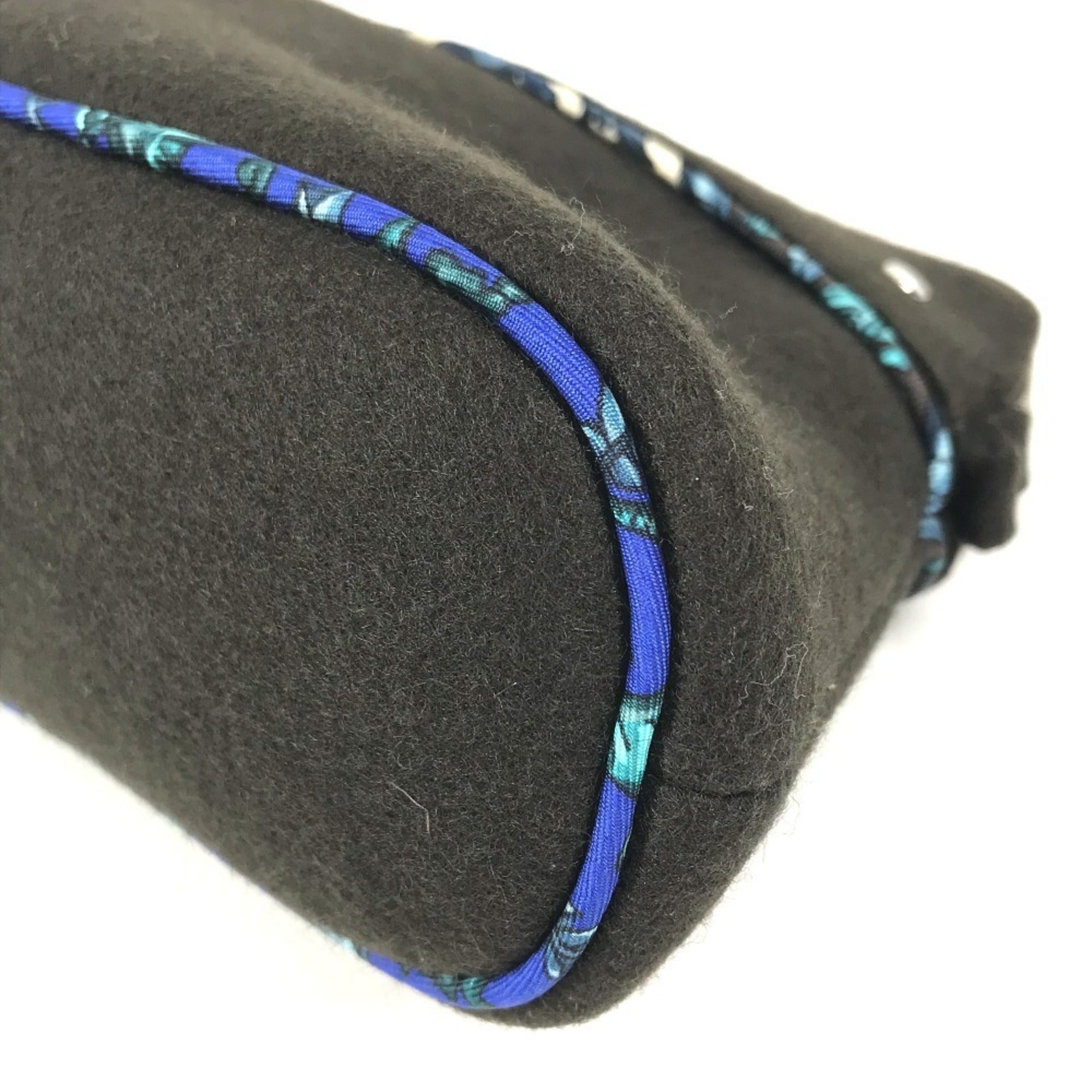 Hermes Black Blue Felt Silk Pouch (Pre-Owned)