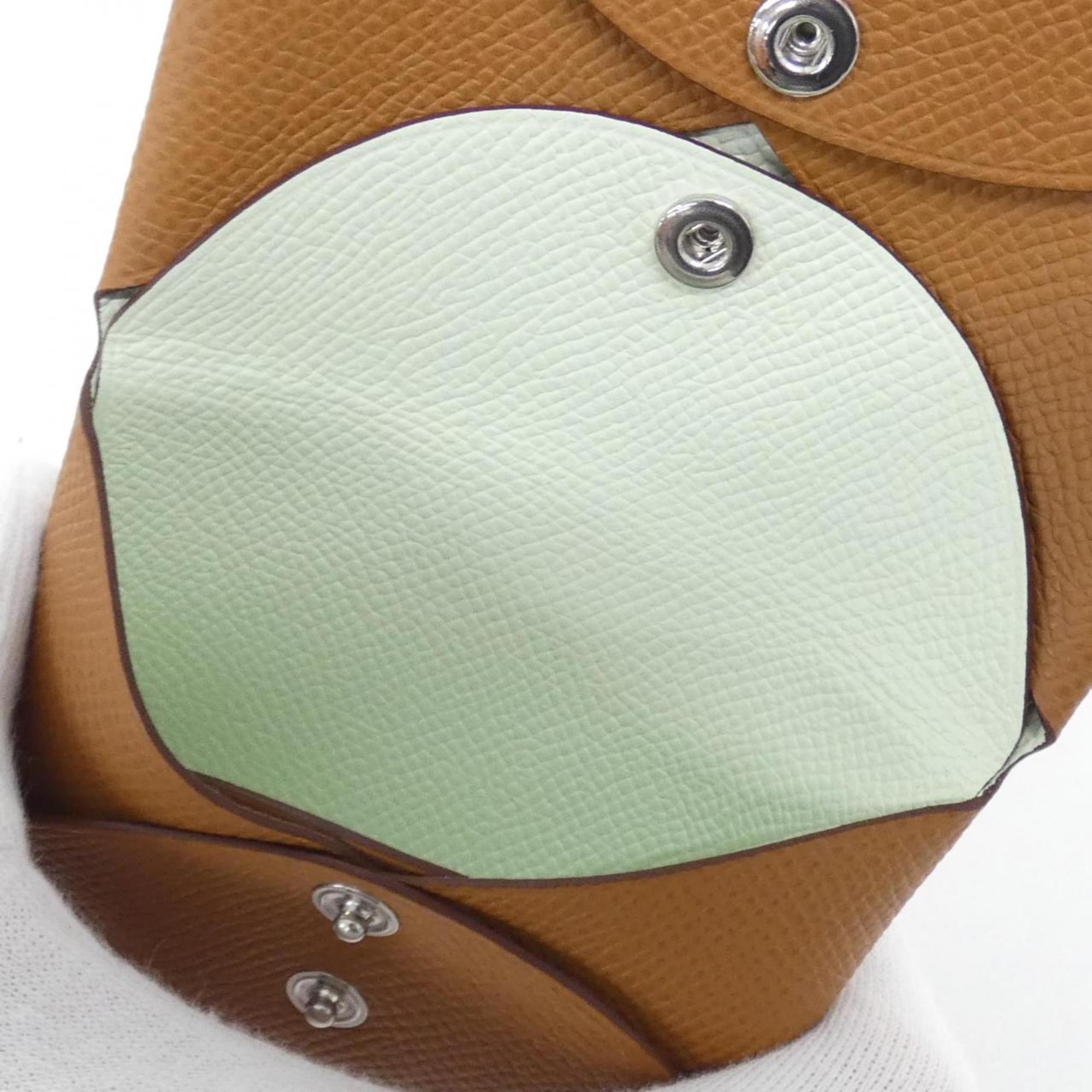Hermes Gold Vert Epsom Leather Coin Purse/Coin Case (Pre-Owned)