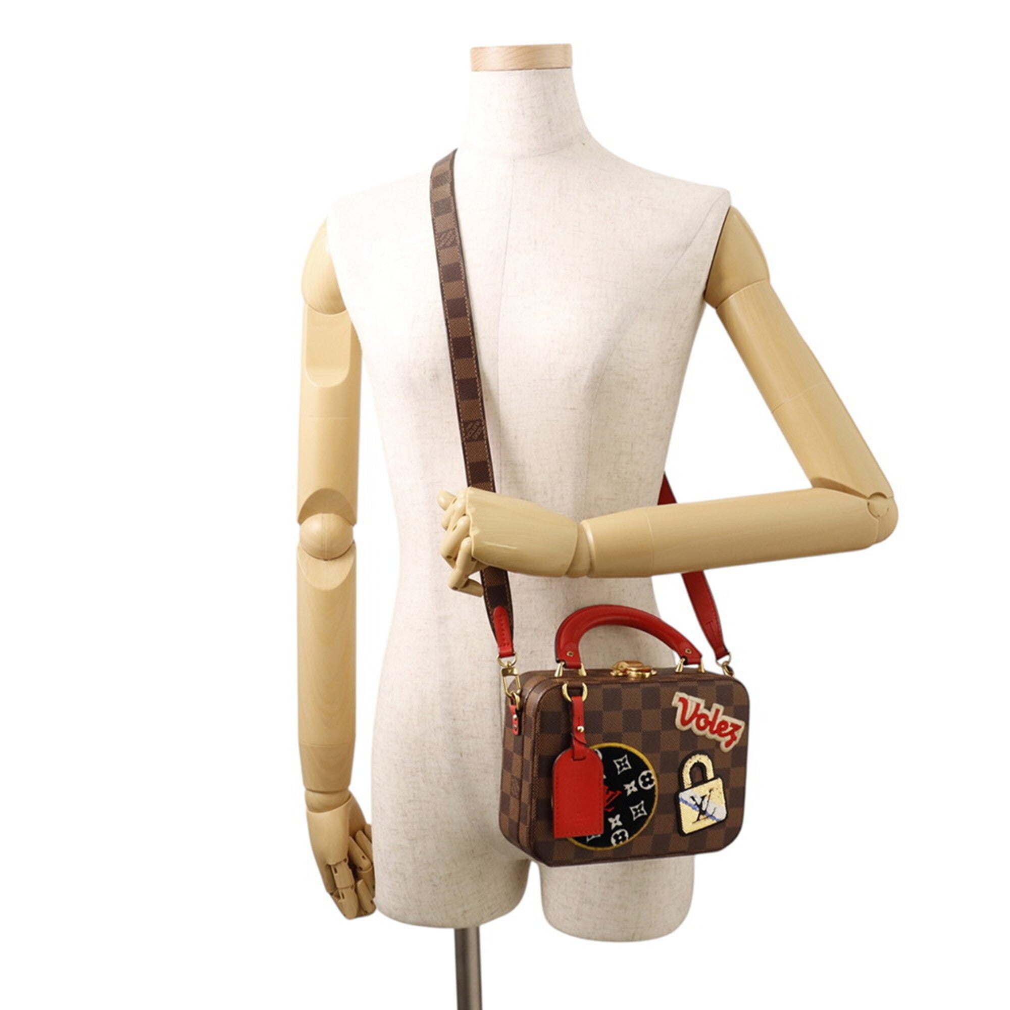 Louis Vuitton Brown Red Color Damier Canvas Handbag (Pre-Owned)