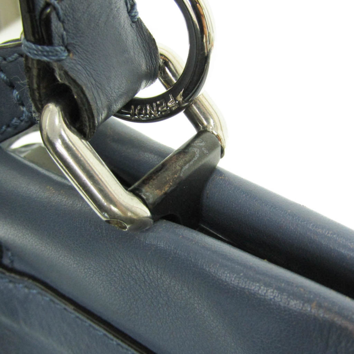 Fendi Peekaboo Blue Leather Handbag Shoulder Bag (Pre-Owned)