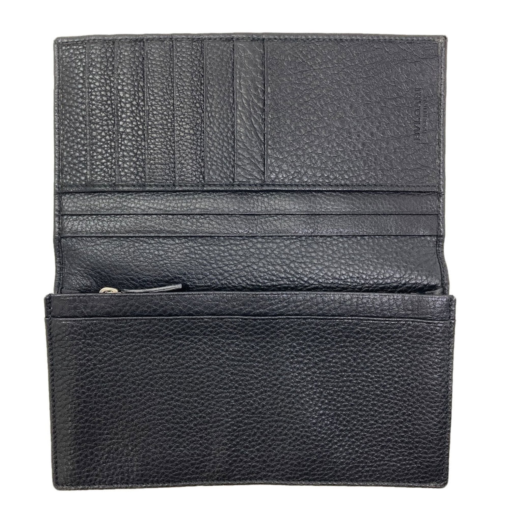 Bvlgari Black Leather Long Wallet (Bi-Fold) (Pre-Owned)