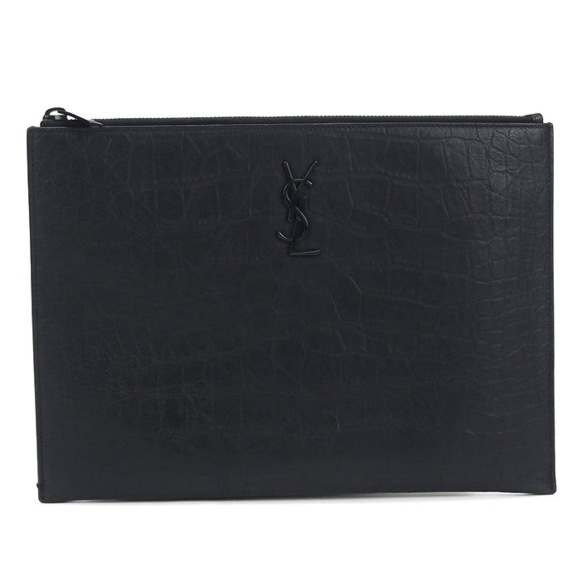 Saint Laurent Black Leather Clutch Bag (Pre-Owned)