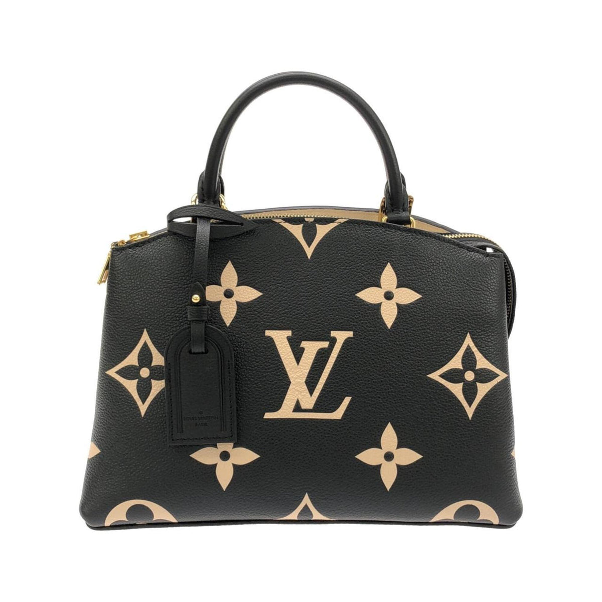 Louis Vuitton Beige Black Leather Handbag (Pre-Owned)