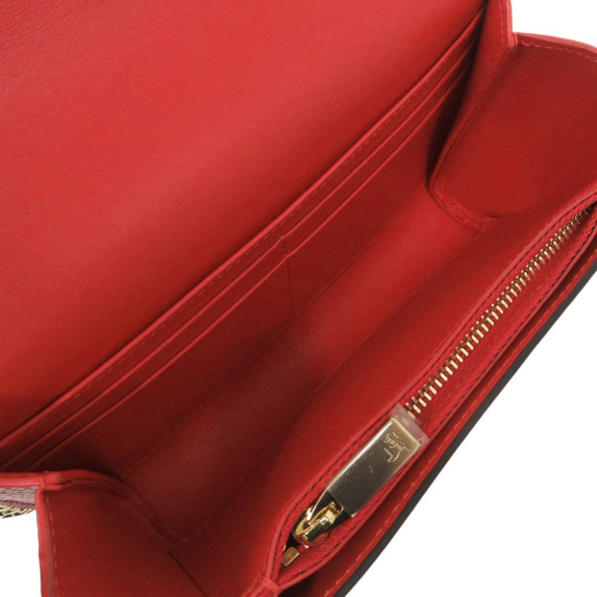 Christian Louboutin Red Color Leather Shoulder Bag (Pre-Owned)