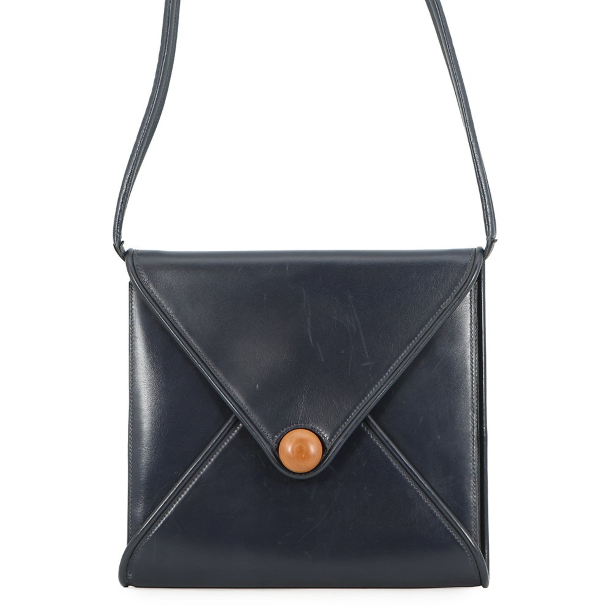 Hermes Navy Box Nepal Leather Handbag Shoulder Bag (Pre-Owned)