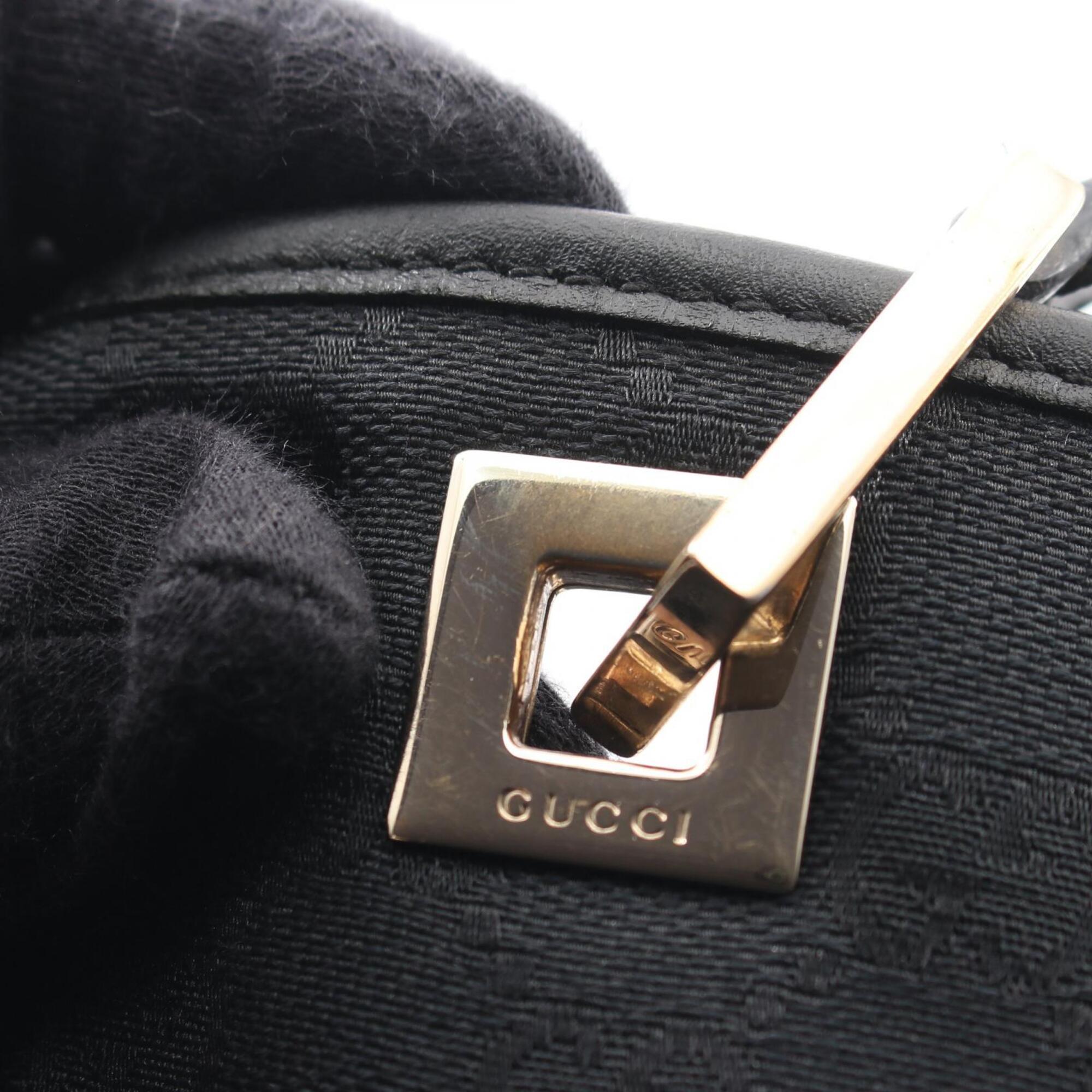 Gucci Black Canvas Leather Handbag Tote Bag (Pre-Owned)
