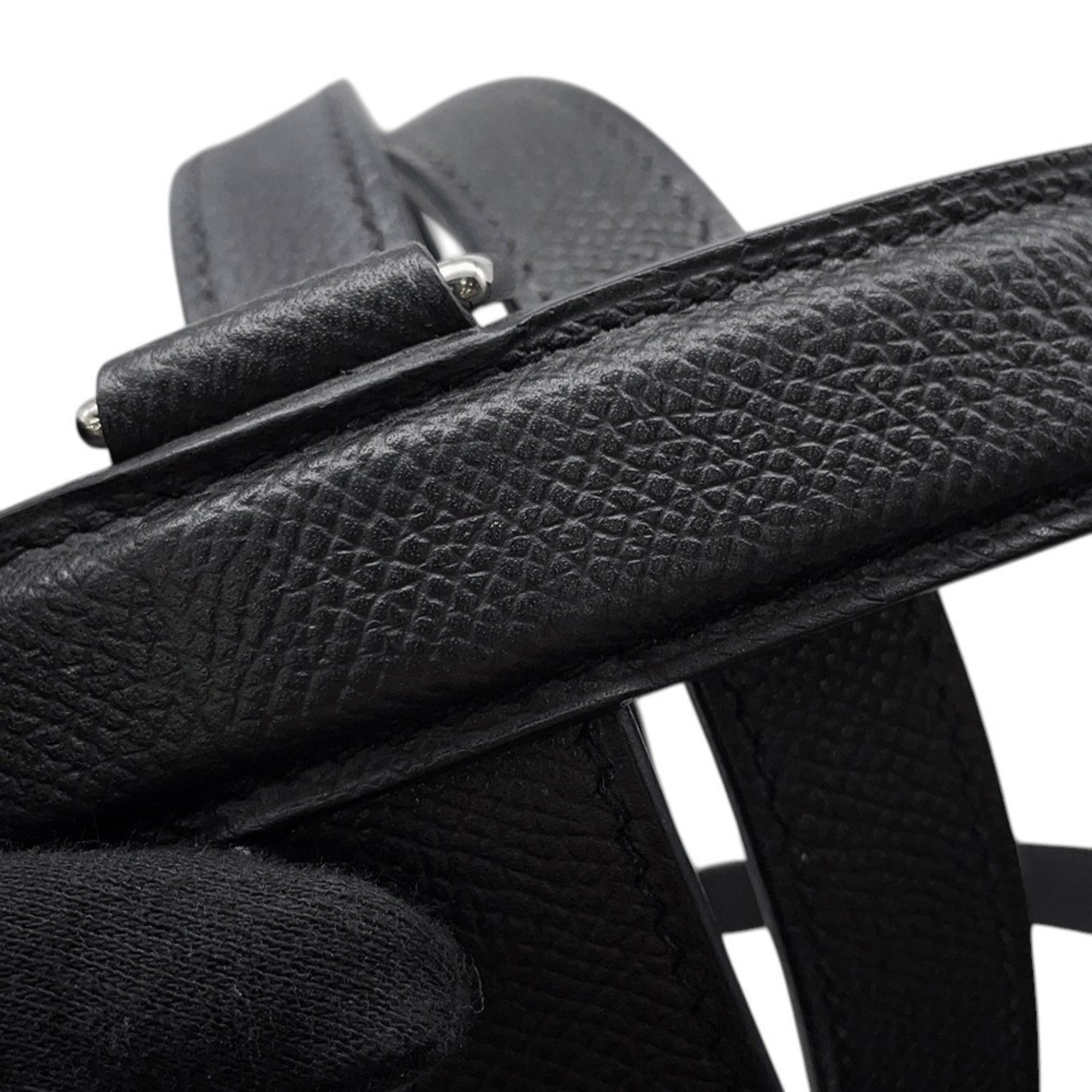 Hermes Kara Black Multi-Color Epsom Leather Silk Handbag (Pre-Owned)