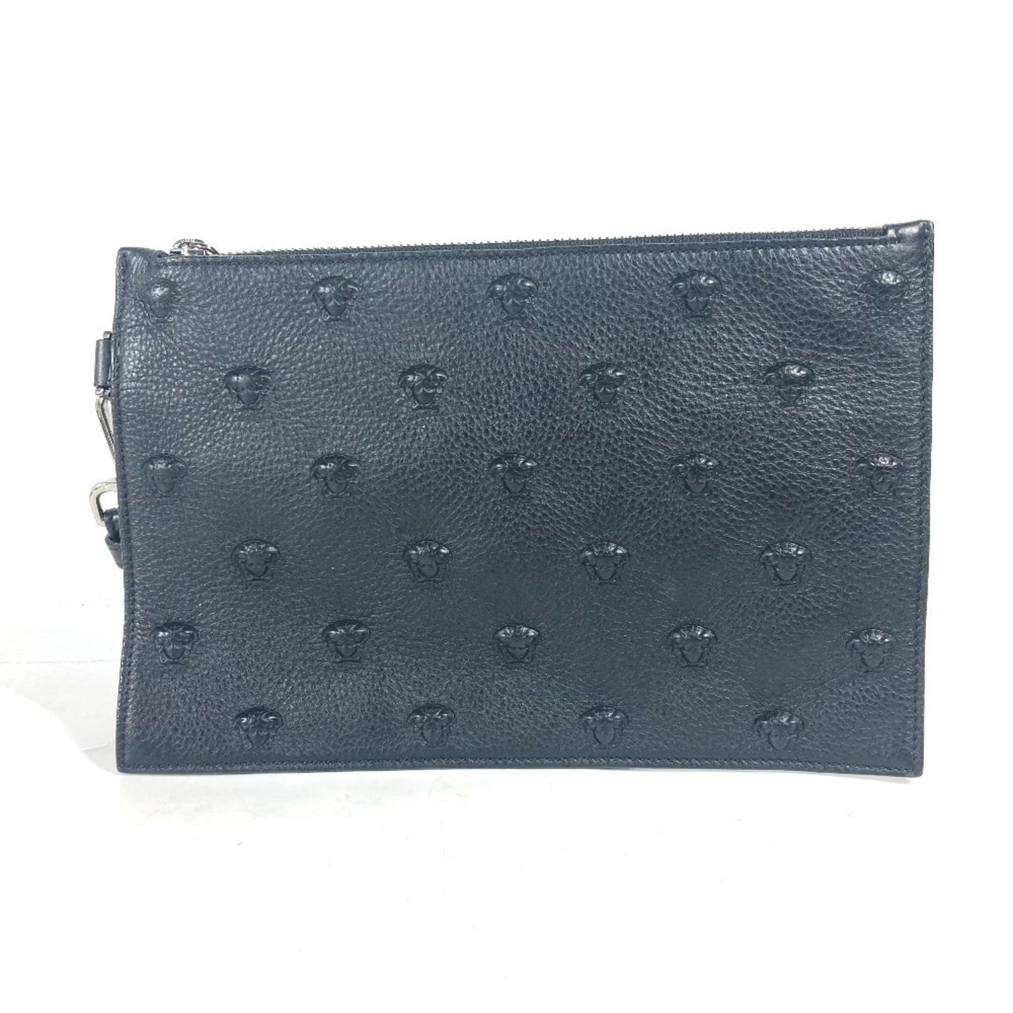 Versace Black Leather Clutch Bag Pouch (Pre-Owned)