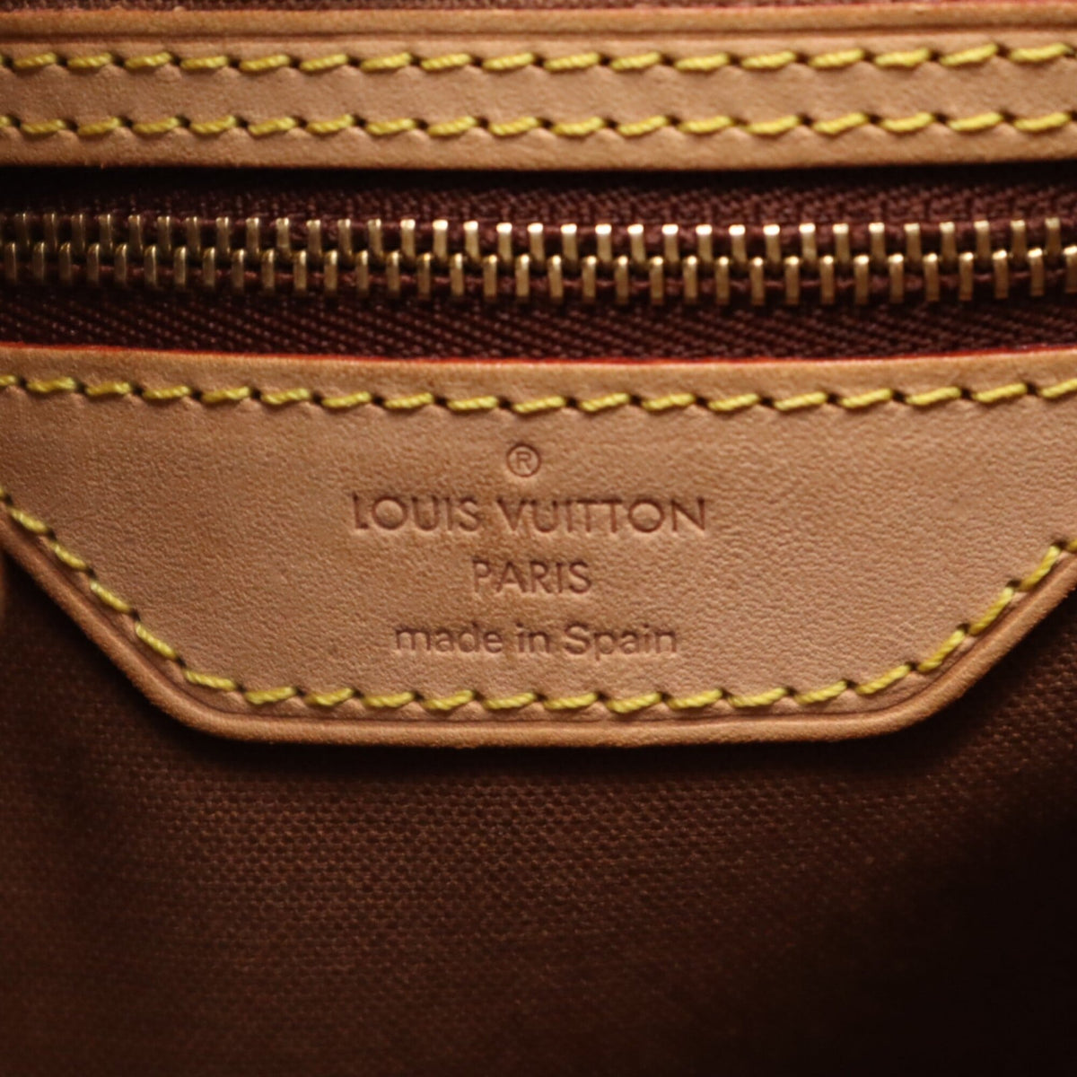 Louis Vuitton Beige Brown Coated Canvas Leather Handbag (Pre-Owned)