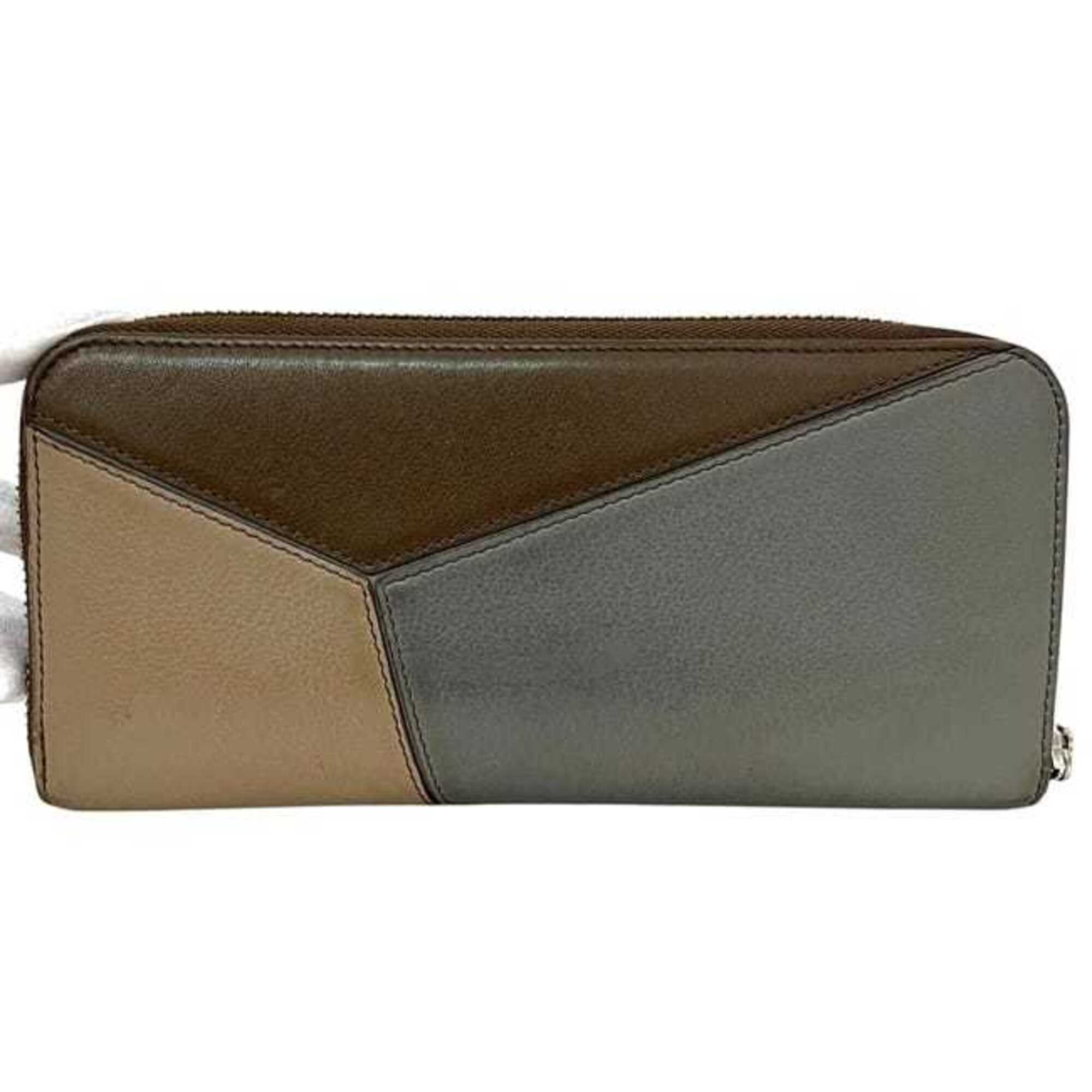 Loewe Beige Brown Leather Long Wallet (Bi-Fold) (Pre-Owned)