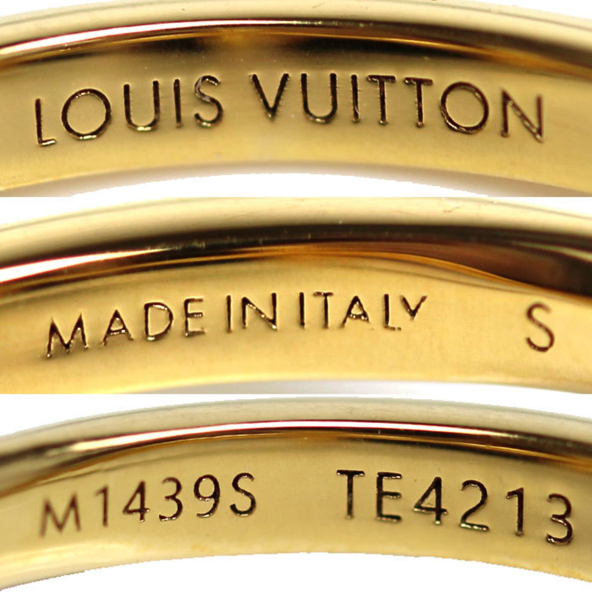 Louis Vuitton Gold Gold Plating Rhinestone Band Ring (Pre-Owned)