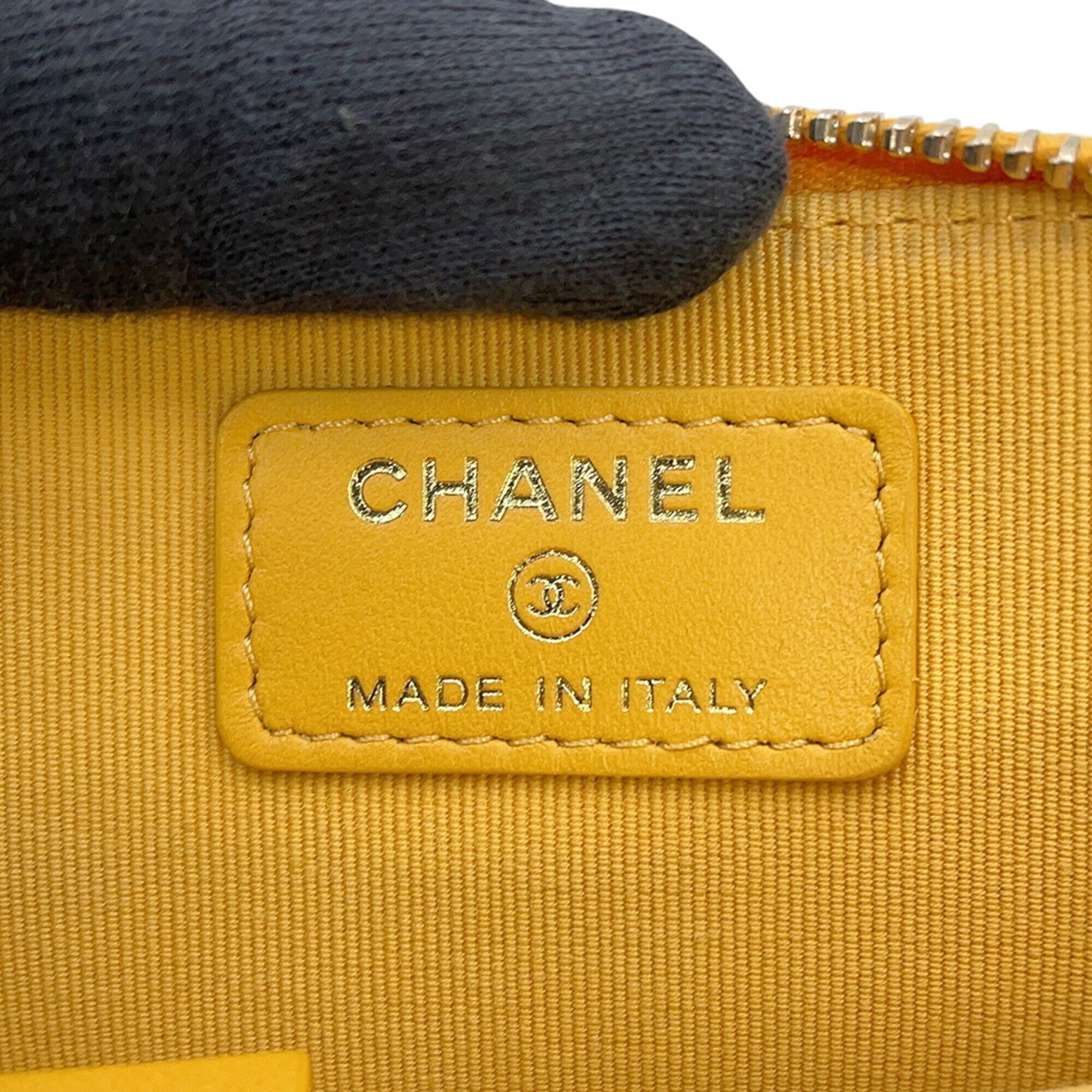 Chanel Yellow Leather Coin Purse/Coin Case (Pre-Owned)