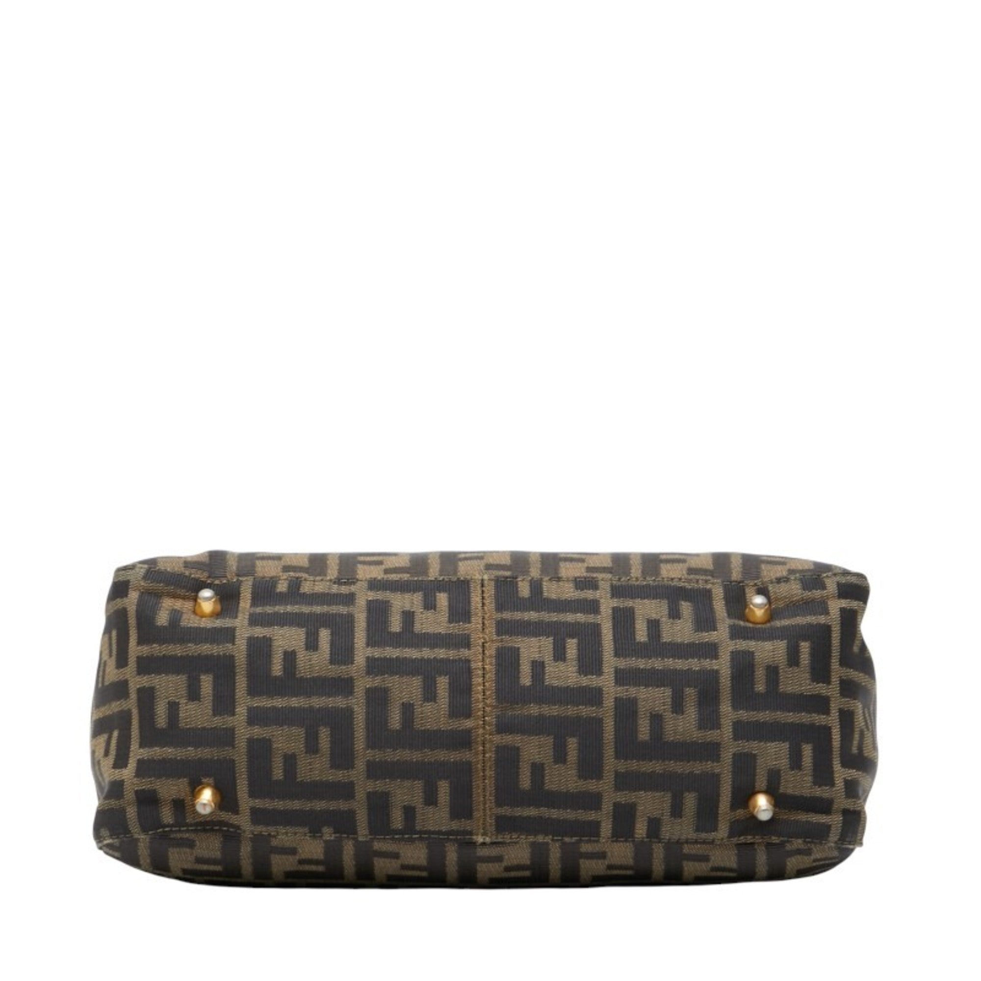 Fendi Black Brown Canvas Leather Handbag (Pre-Owned)