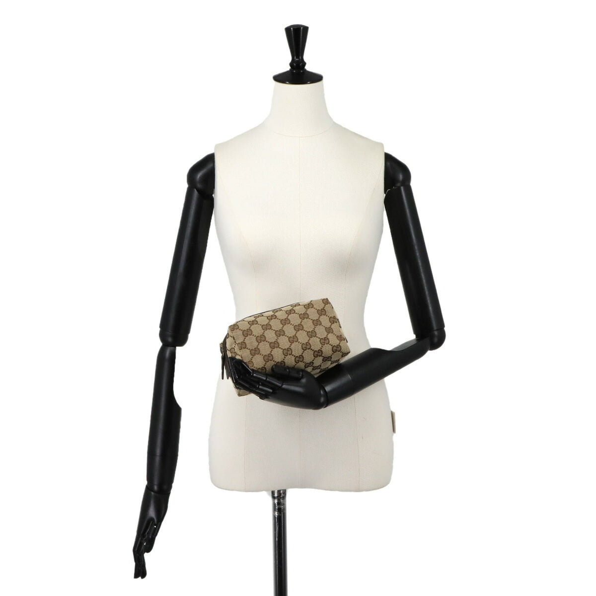 Gucci Beige Brown Gg Canvas Leather Pouch (Pre-Owned)