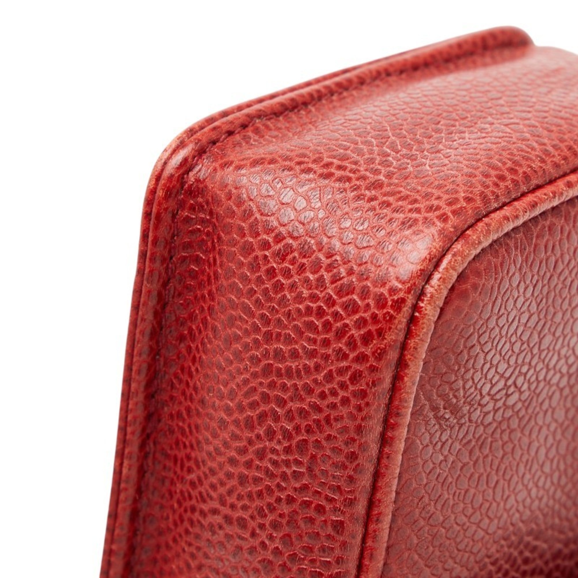 Chanel Red Color Grained Calfskin Pouch Shoulder Bag (Pre-Owned)