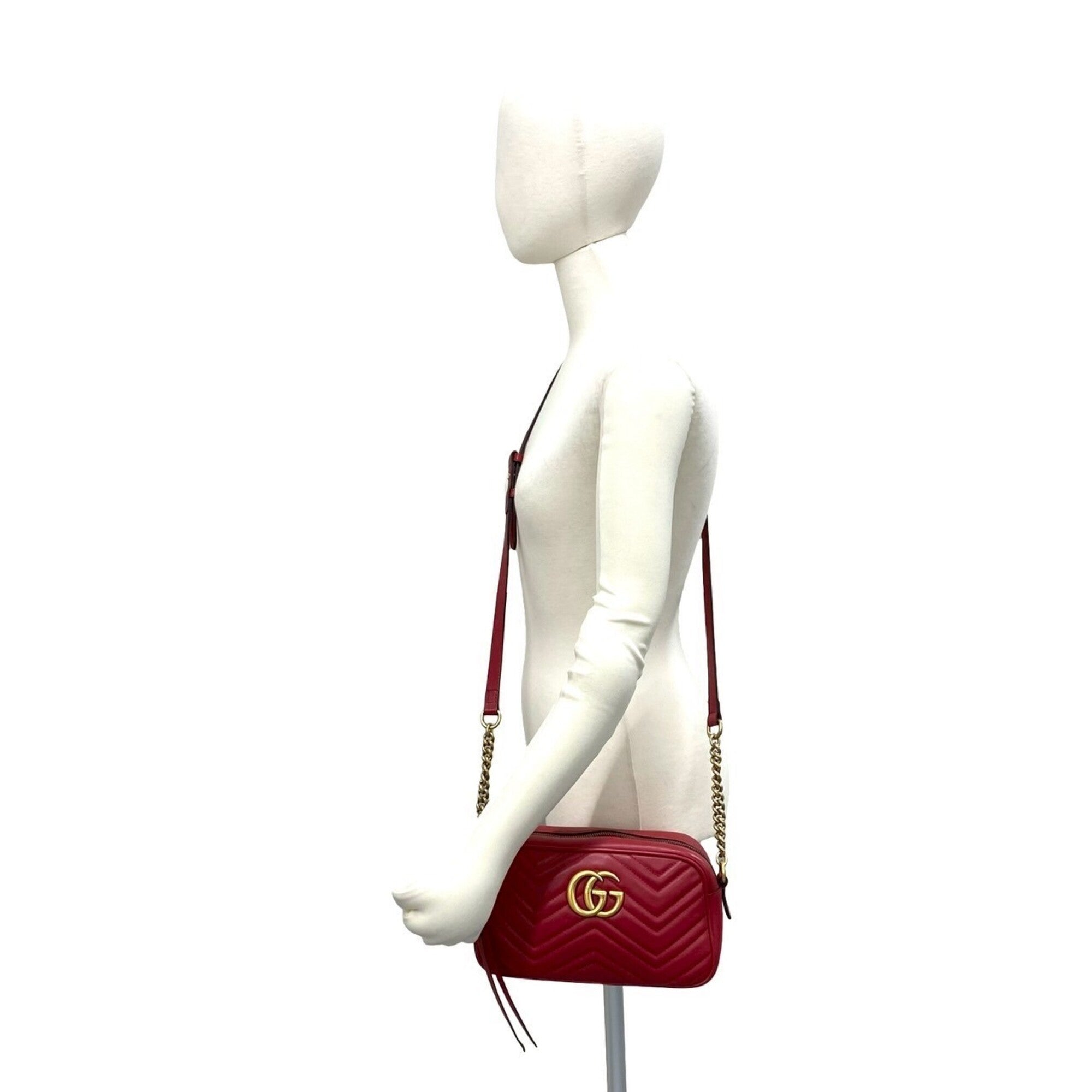 Gucci Red Color Leather Pochette Shoulder Bag (Pre-Owned)