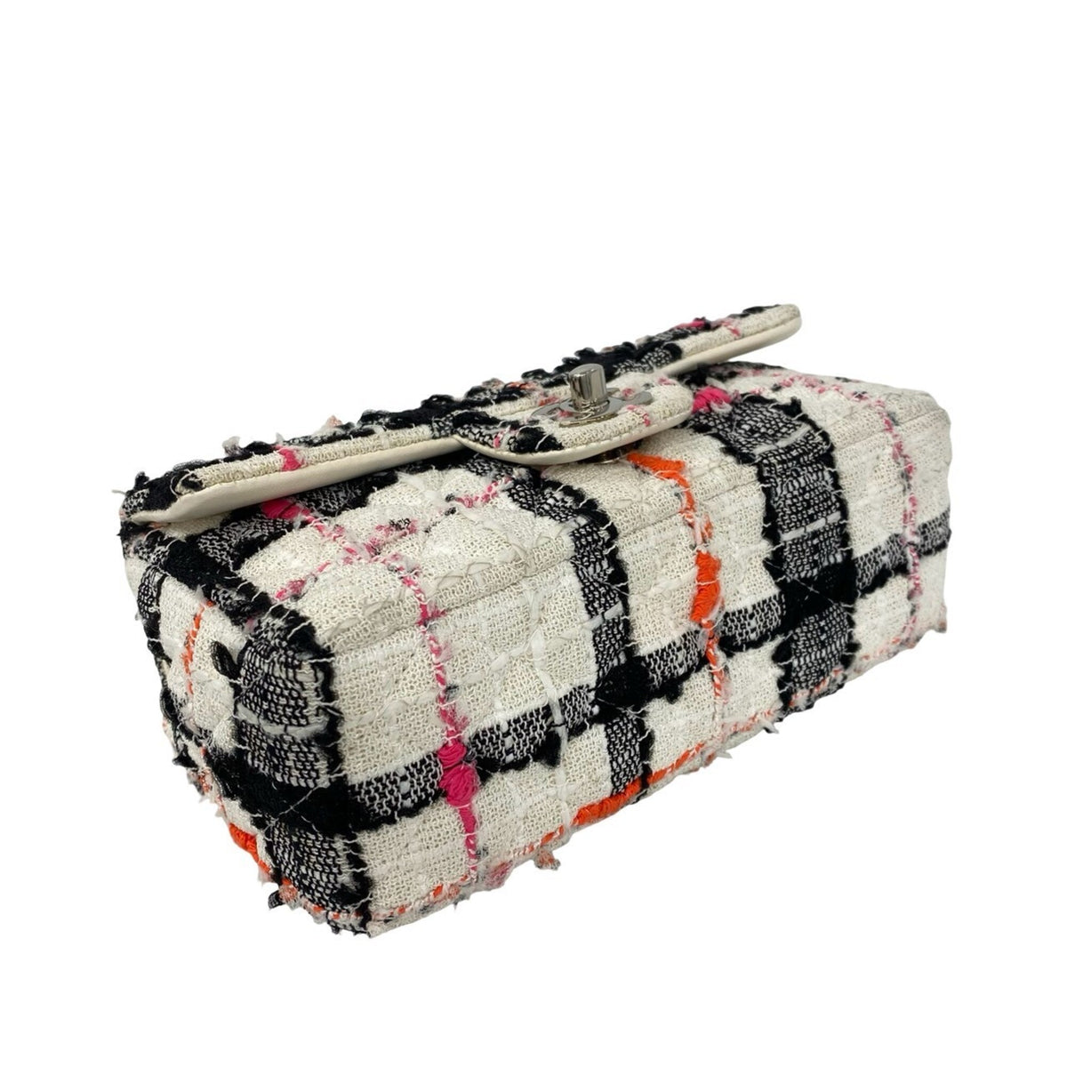 Chanel Black Orange Pink White Tweed Leather Shoulder Bag (Pre-Owned)