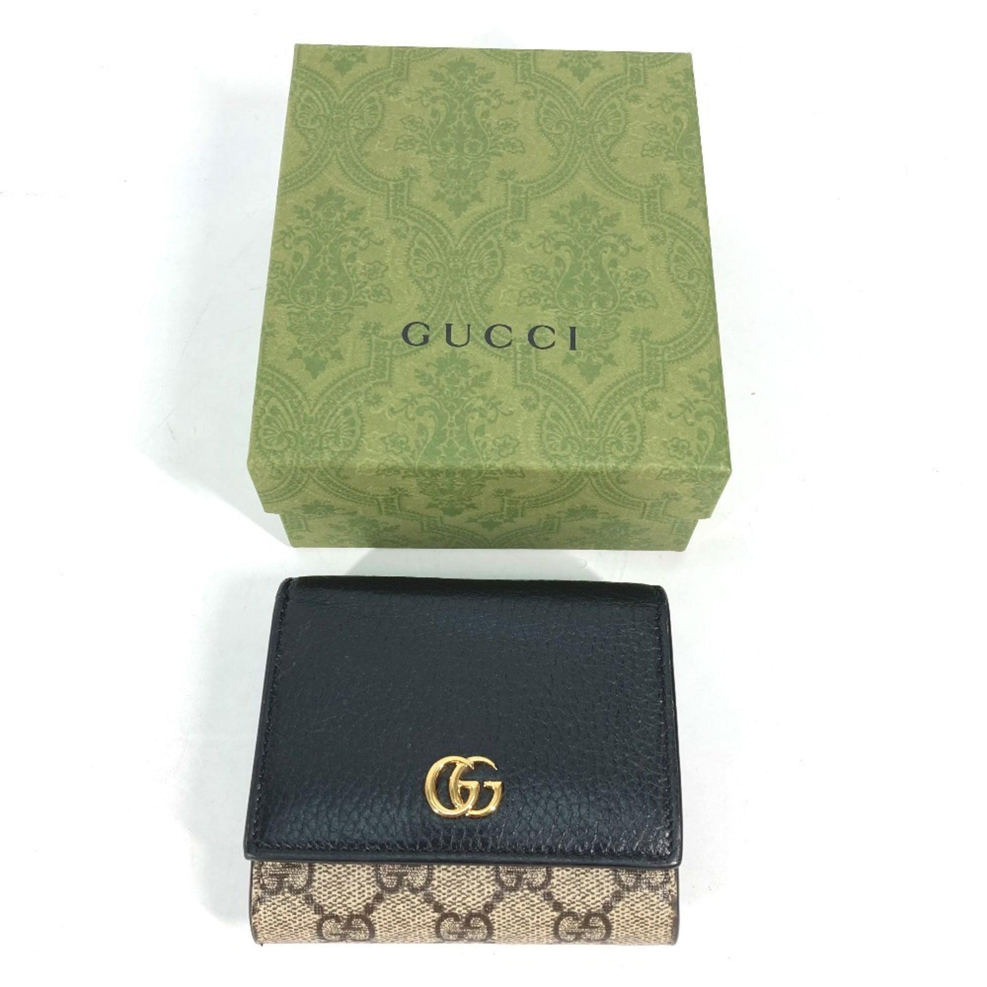 Gucci Beige Black Leather Pvc Wallet (Bi-Fold) (Pre-Owned)