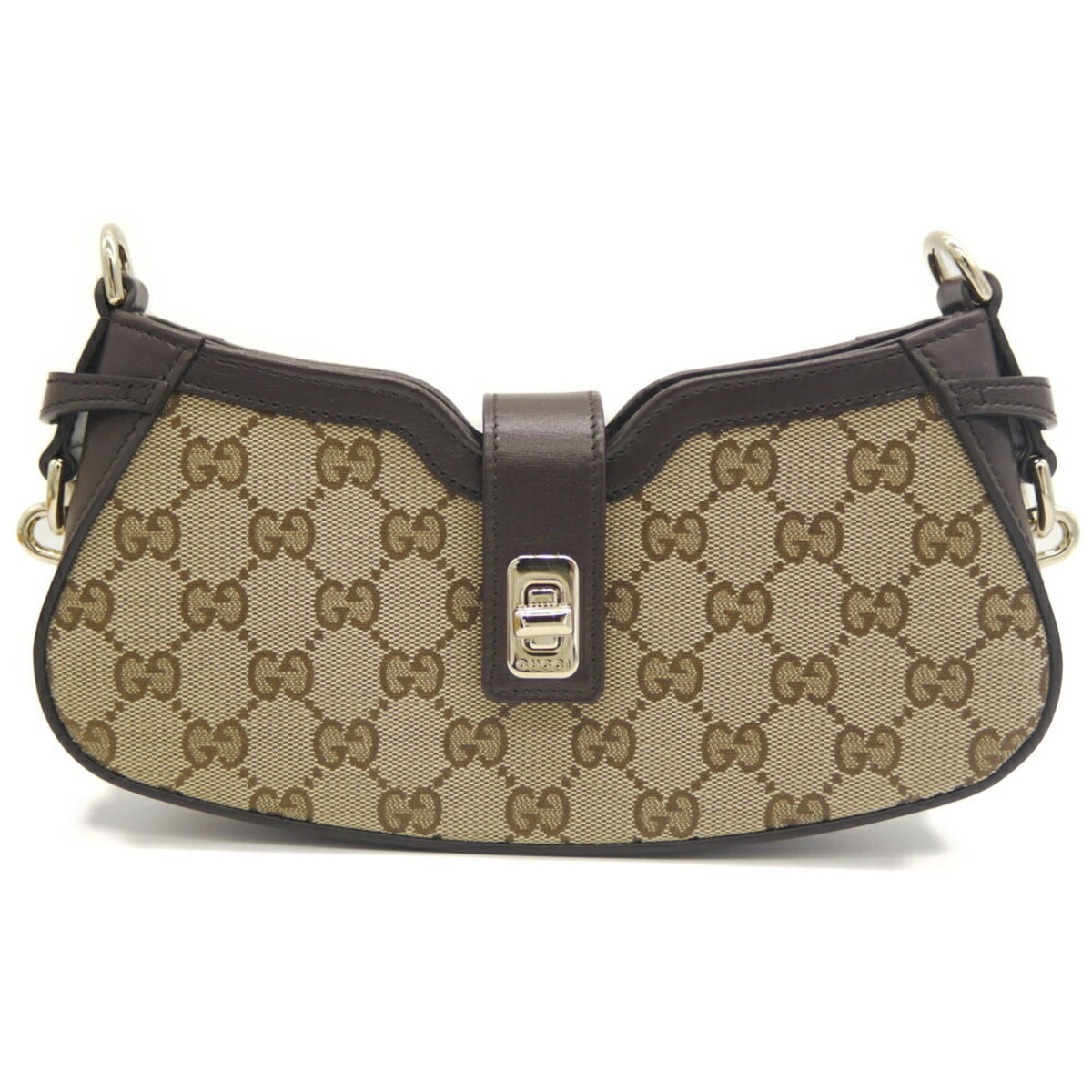 Gucci Beige Gg Canvas Leather Shoulder Bag (Pre-Owned)