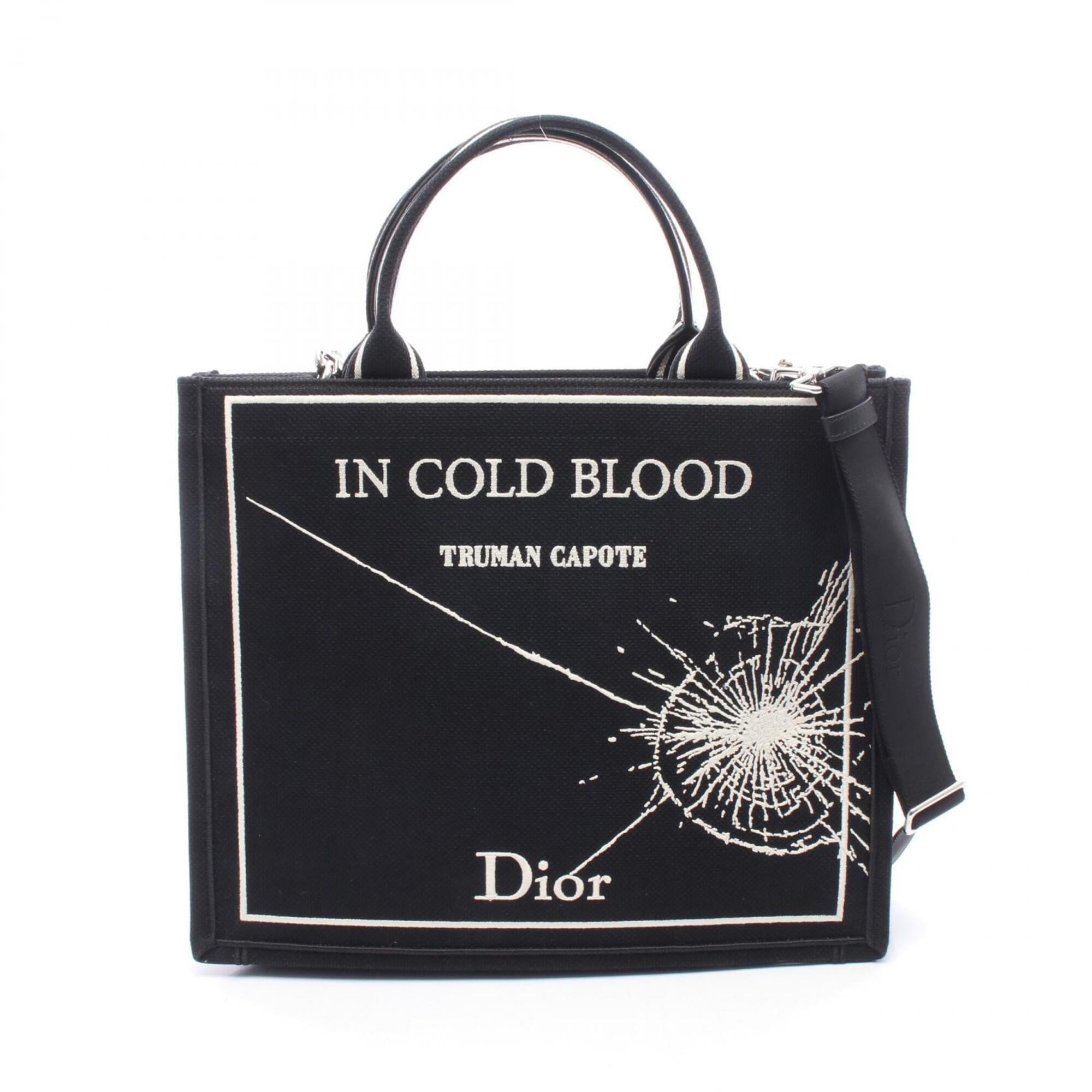 Christian Dior Black White Canvas Handbag Tote Bag (Pre-Owned)