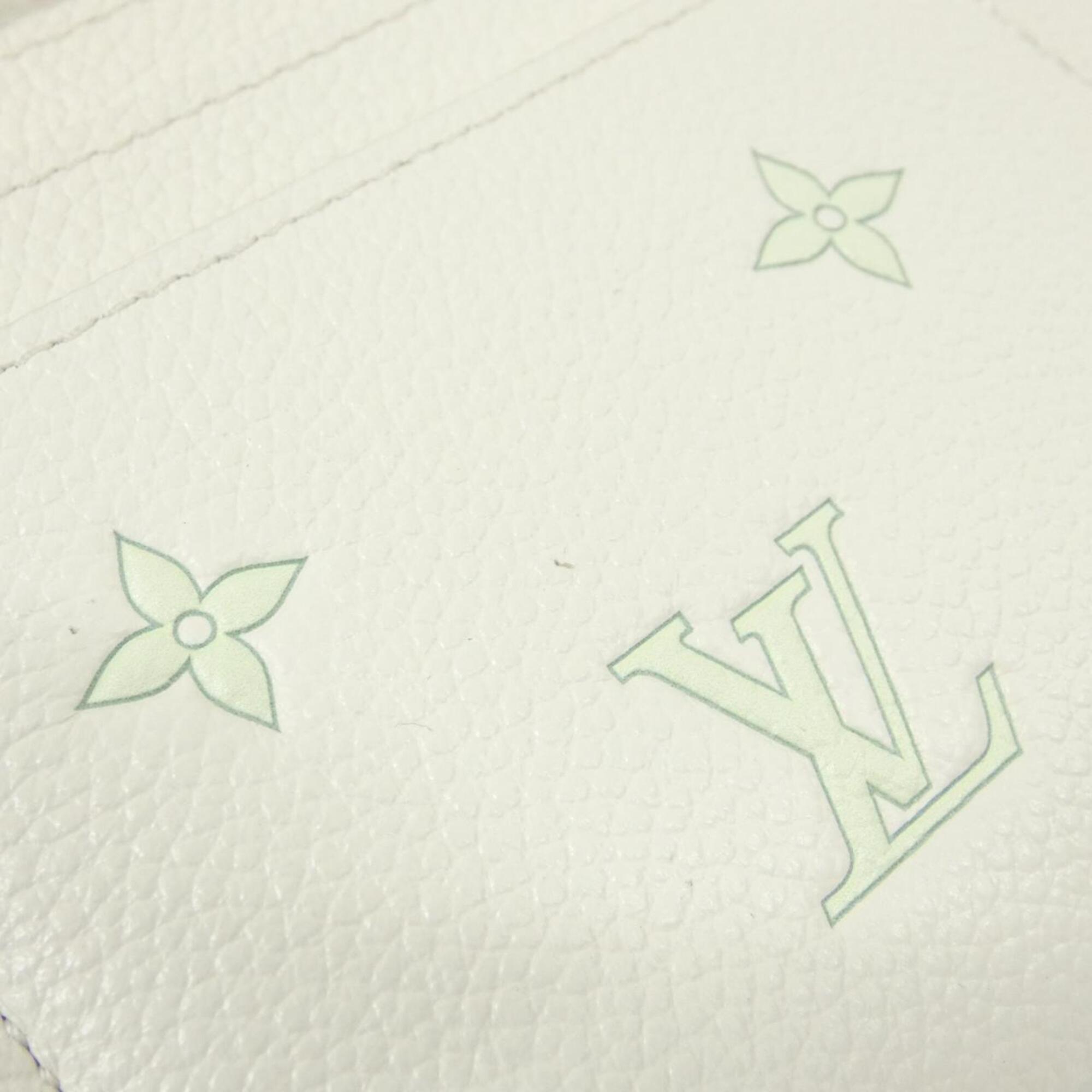Louis Vuitton Green White Leather Long Wallet (Bi-Fold) (Pre-Owned)