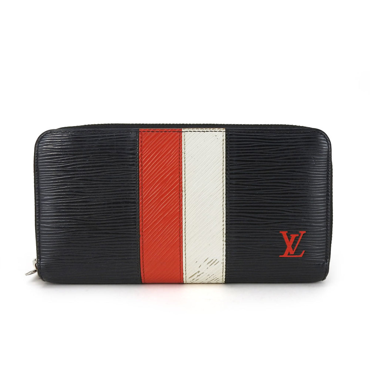 Louis Vuitton Black Red Color White Epi Leather Long Wallet (Bi-Fold) (Pre-Owned)