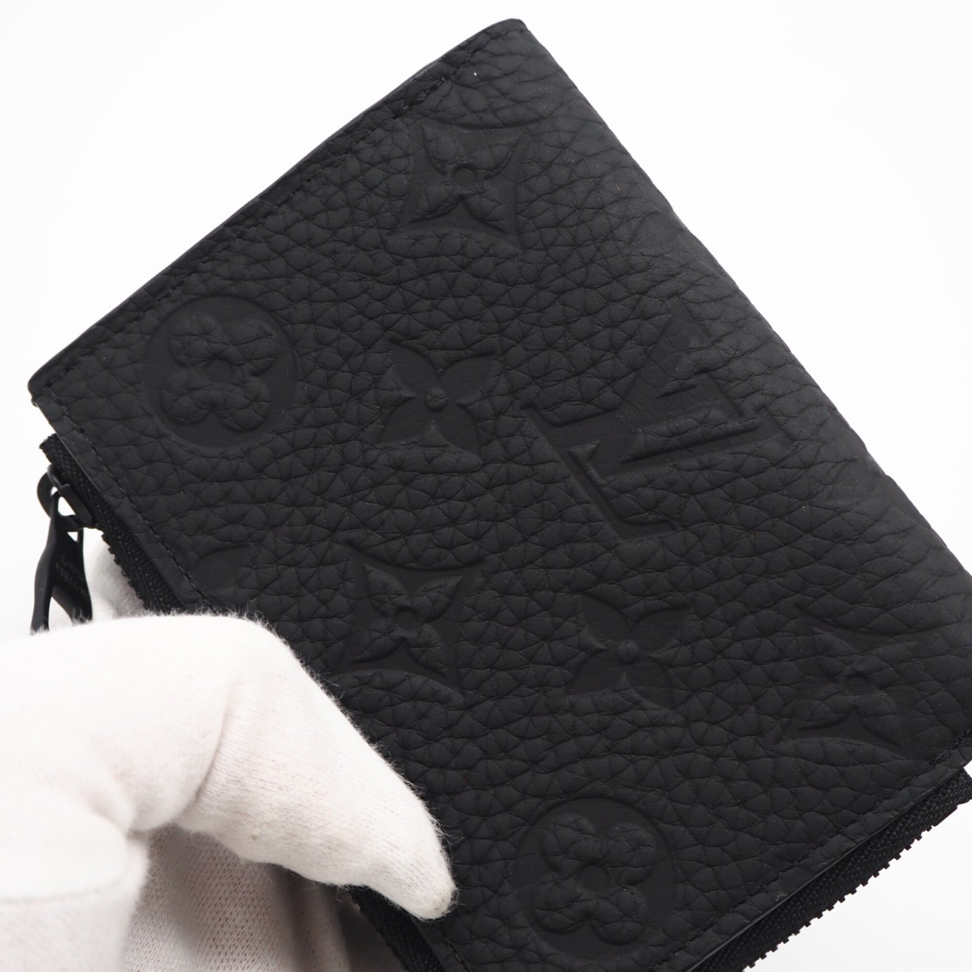 Louis Vuitton Taurillon Black Leather Wallet (Tri-Fold) (Pre-Owned)
