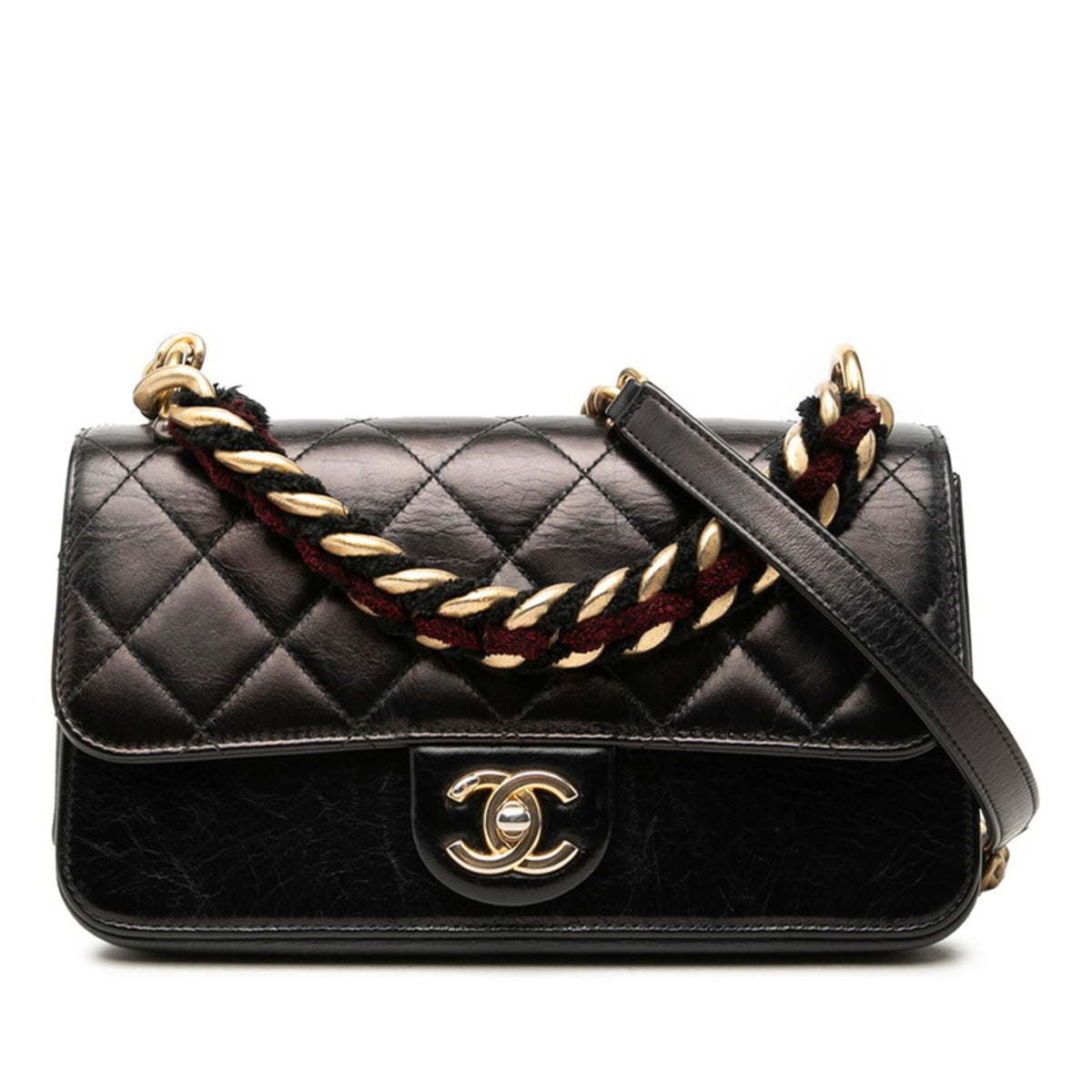 Chanel Black Leather Handbag Shoulder Bag (Pre-Owned)