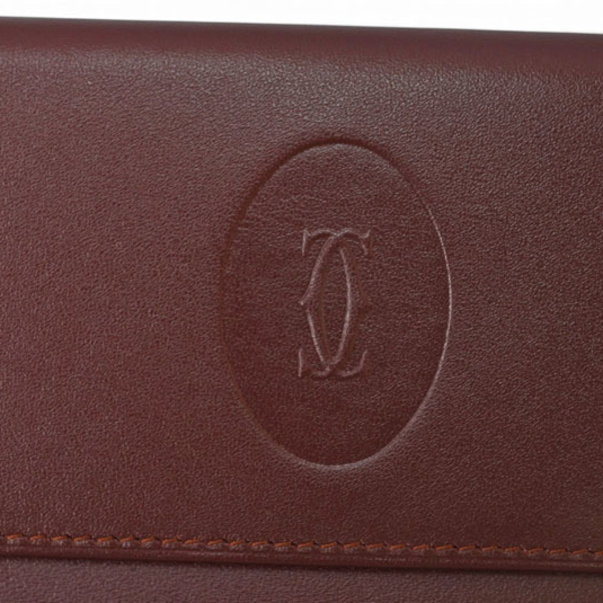 Cartier Must Bordeaux Leather Long Wallet (Bi-Fold) (Pre-Owned)