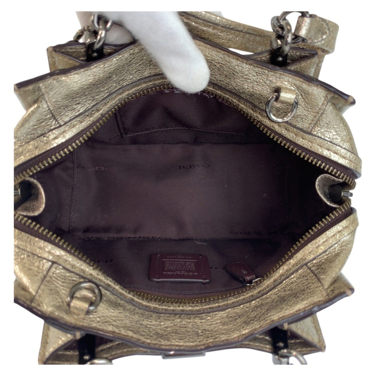 Coach Metallic Gold Leather Handbag Shoulder Bag (Pre-Owned)