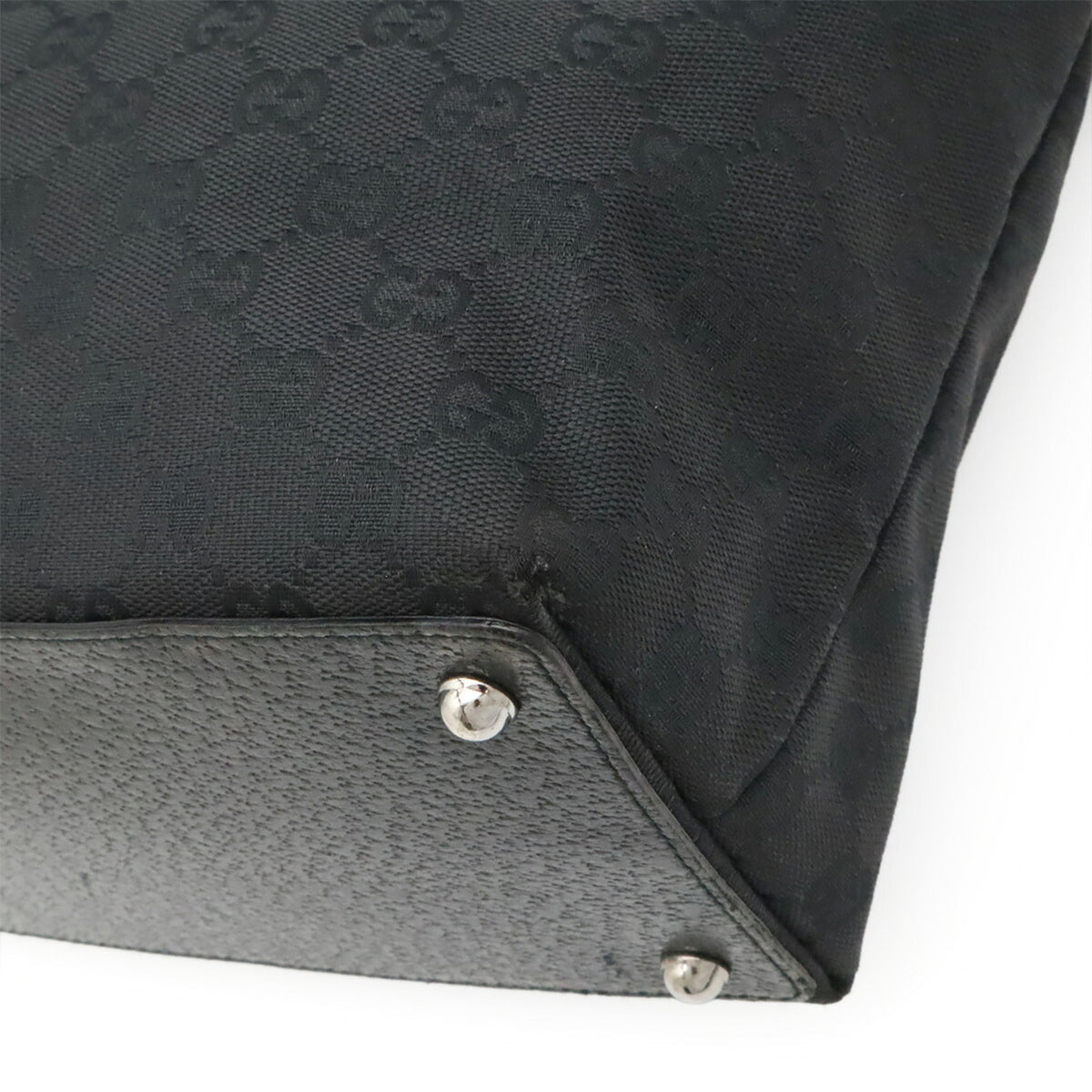 Gucci Black Canvas Leather Shoulder Bag Tote Bag (Pre-Owned)