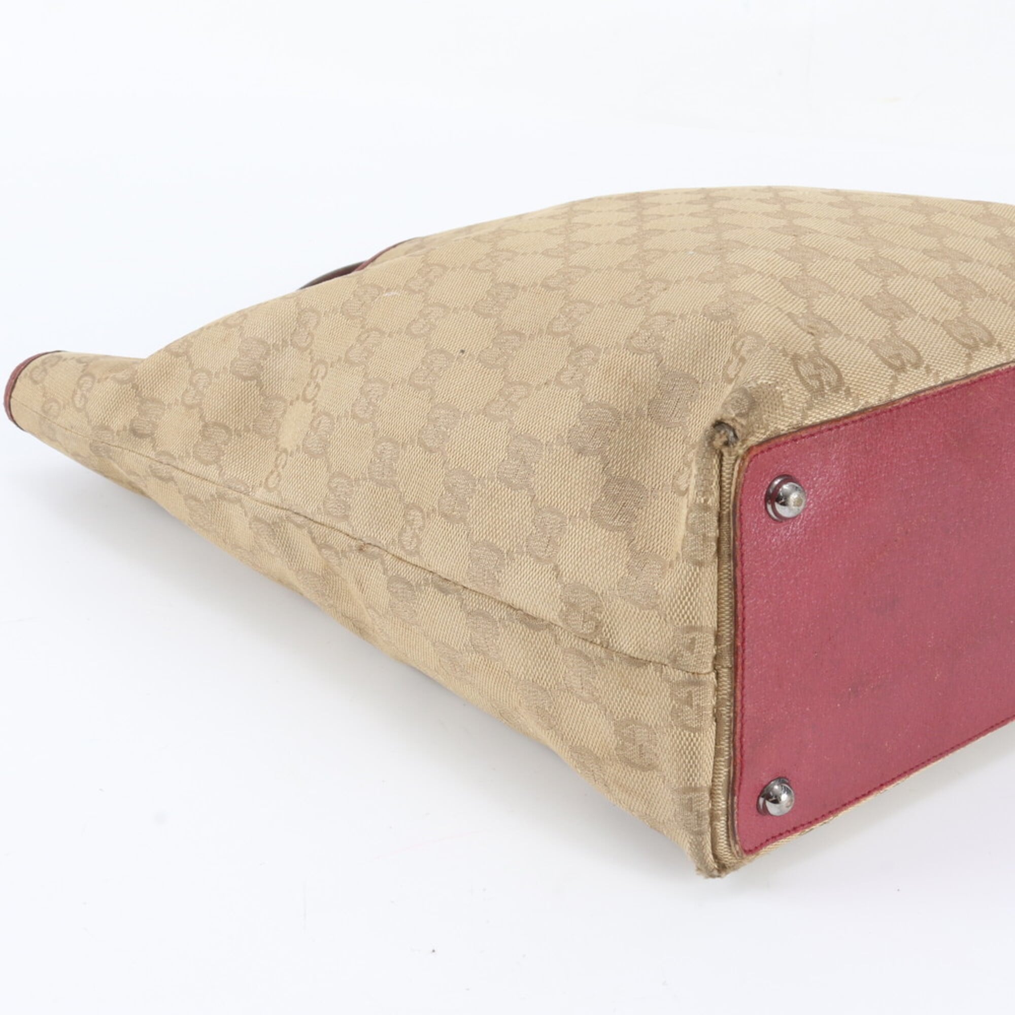 Gucci Gg Canvas Brown Red Color Gg Canvas Handbag Tote Bag (Pre-Owned)