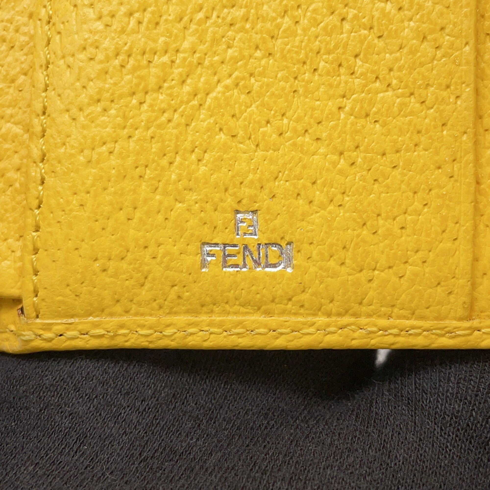Fendi Zucca Yellow Nylon Canvas Leather Wallet (Tri-Fold) (Pre-Owned)