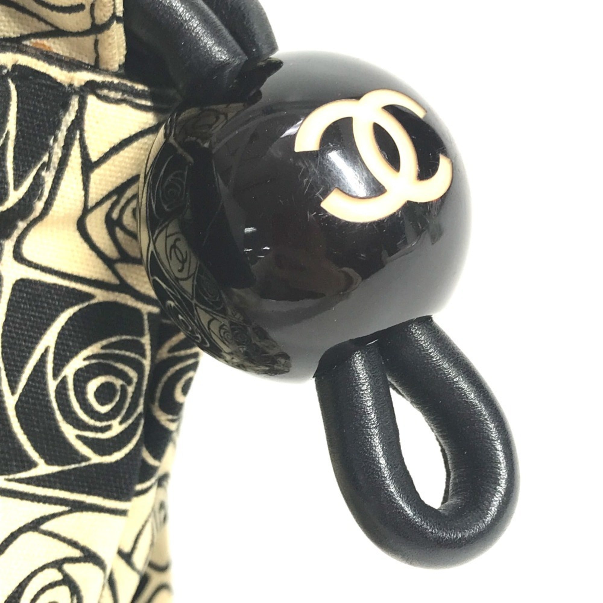 Chanel Camellia Black White Canvas Shoulder Bag Tote Bag (Pre-Owned)